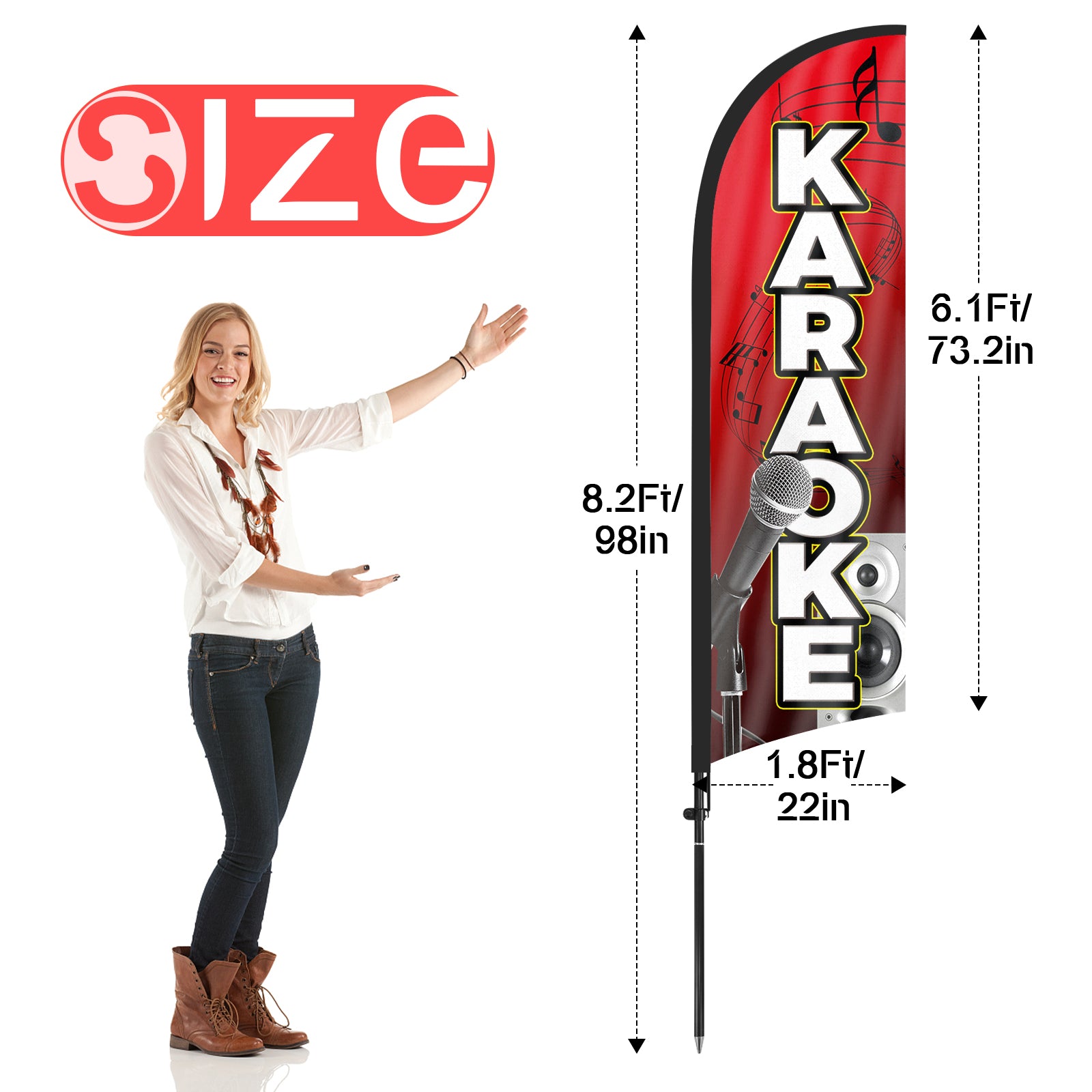 8Ft Karaoke 01 Feather Flag with Pole & Stake