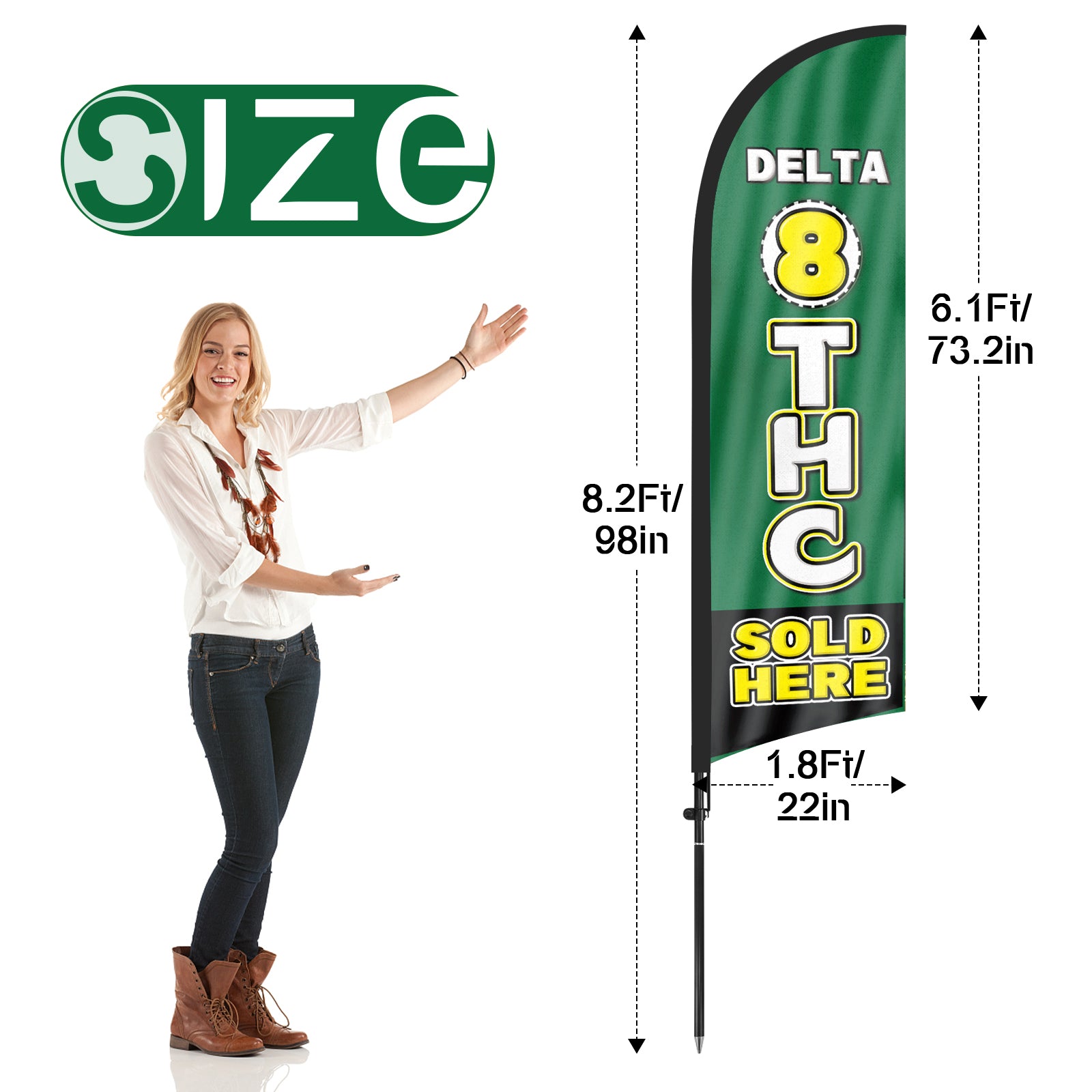 8Ft Delta 8 THC Sold Here 01 Feather Flag with Pole & Stake