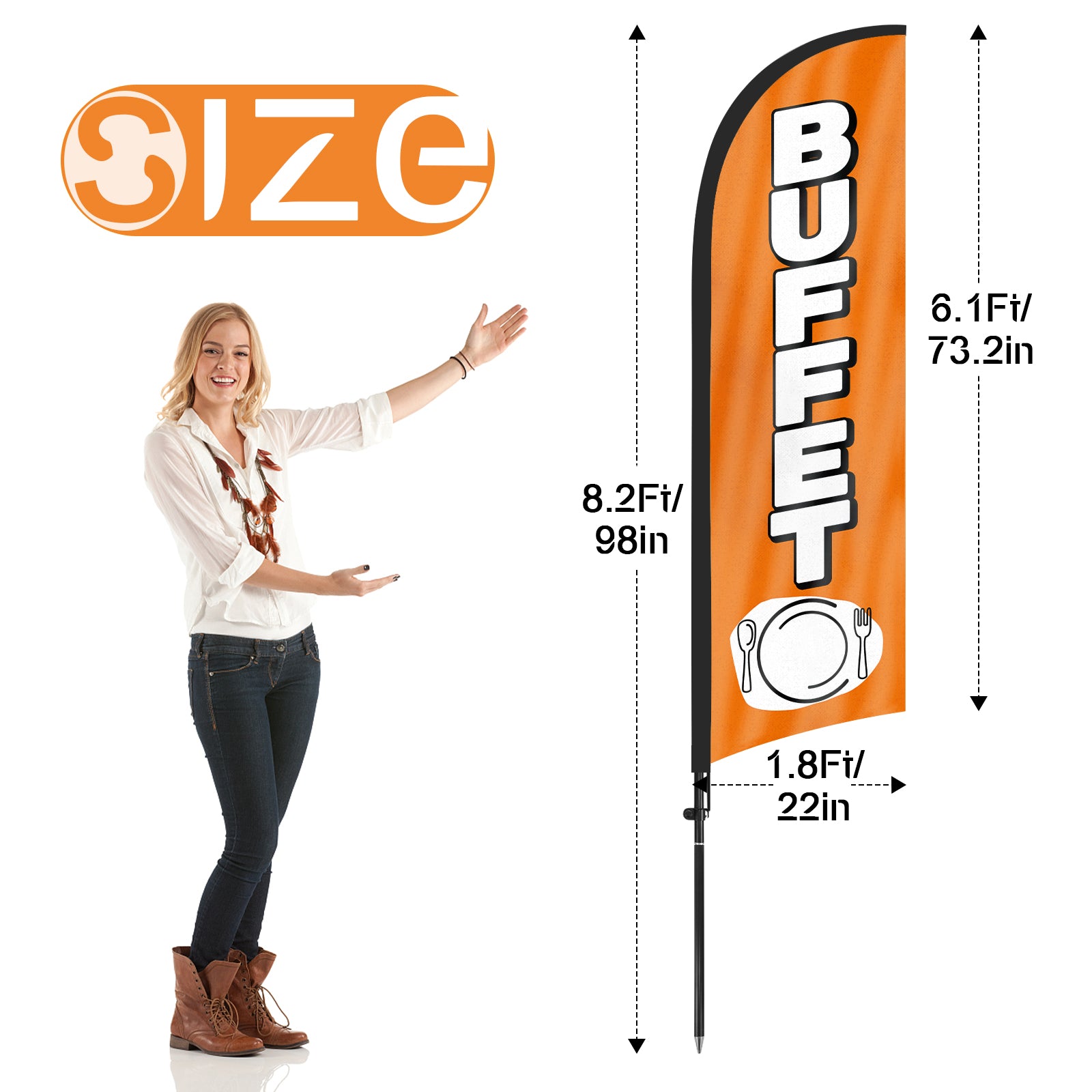 8ft Buffet Feather Flag Kit with Pole and Stake