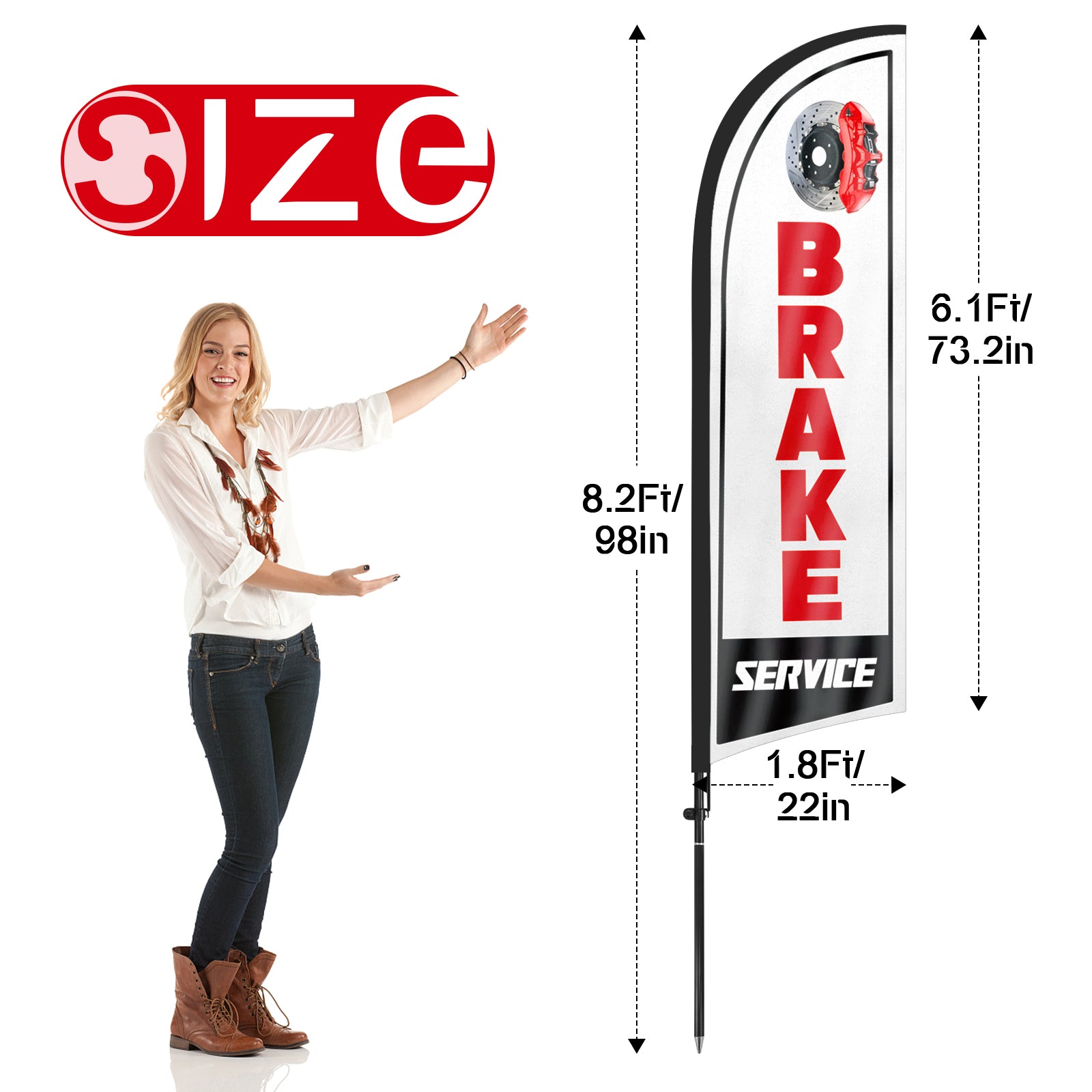 8ft Brake Service Feather Flag Pole Kit