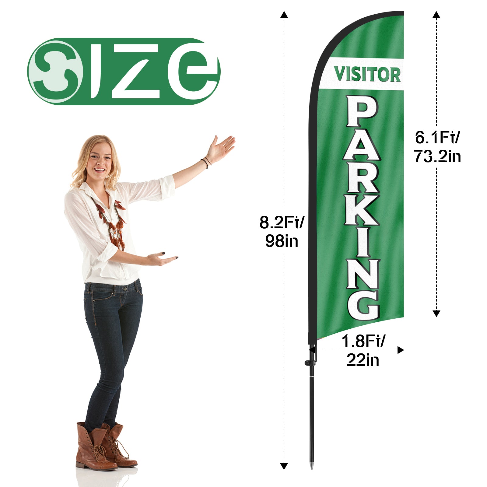 8Ft Visitor Parking Feather Flag with Pole & Stake