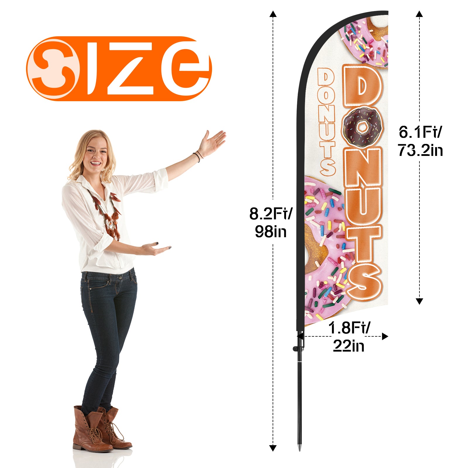 8Ft Donuts 01 Feather Flag Pole Kit