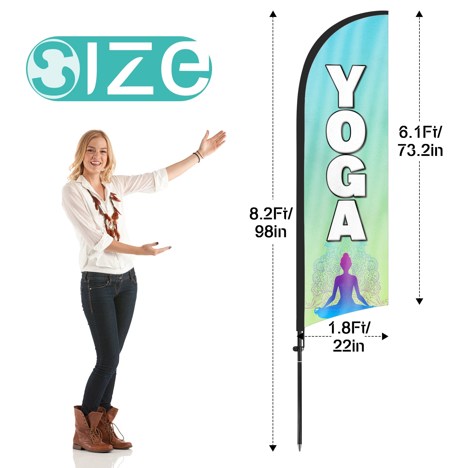 8ft Yoga Feather Flag with Pole and Stake