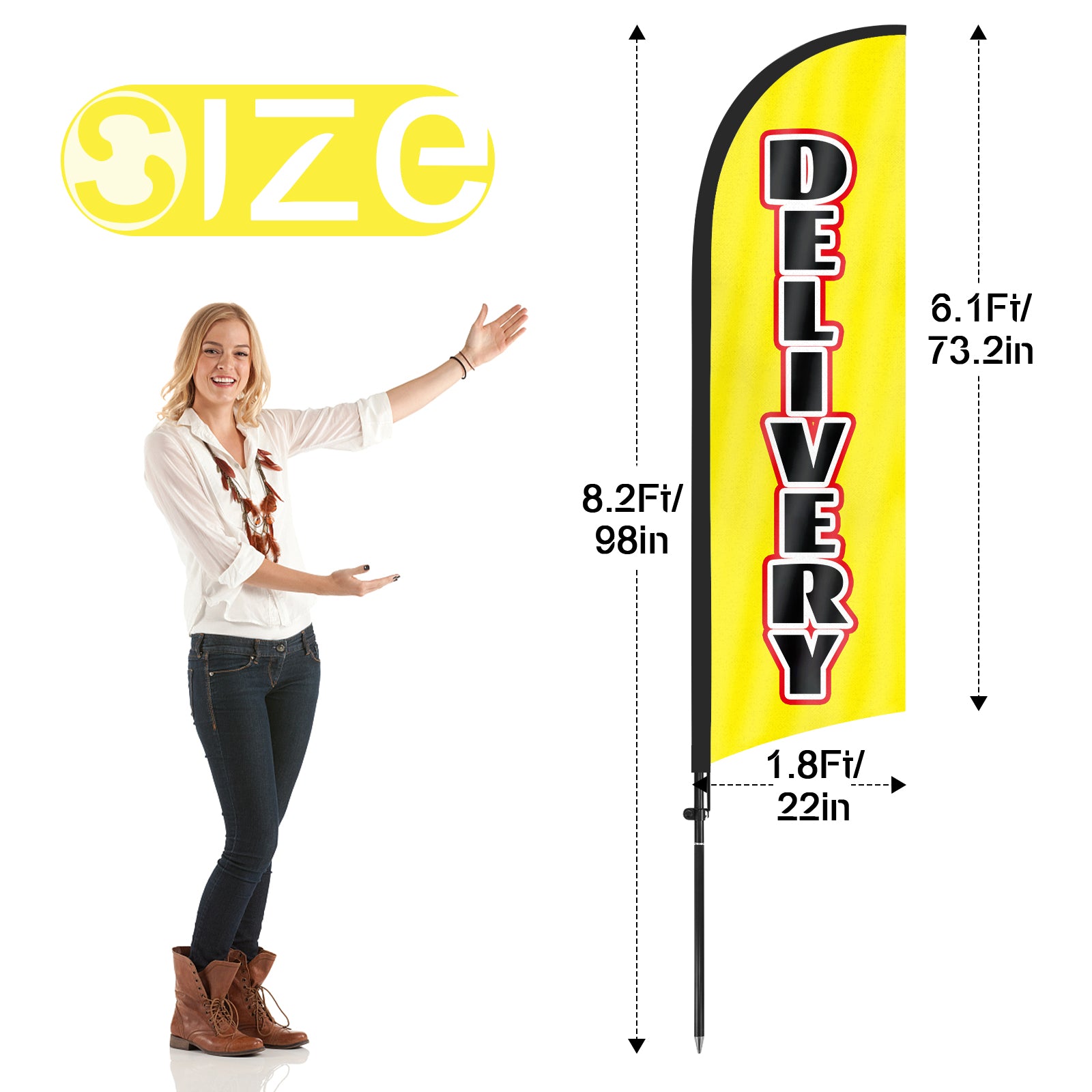 Delivery Sign-8ft Delivery Yellow Feather Flag for Delivery Business