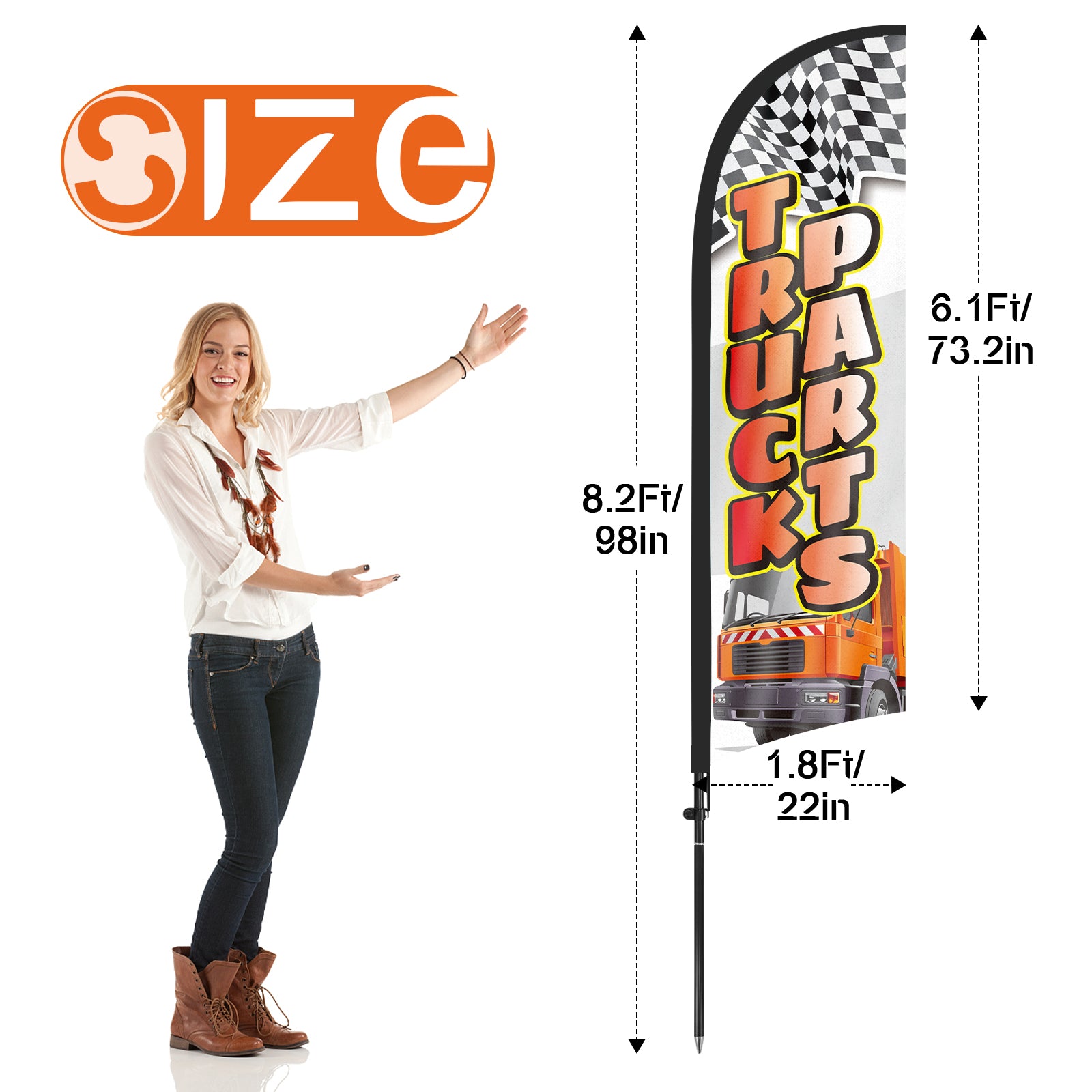 8ft Truck Parts Feather Flag Pole Kit