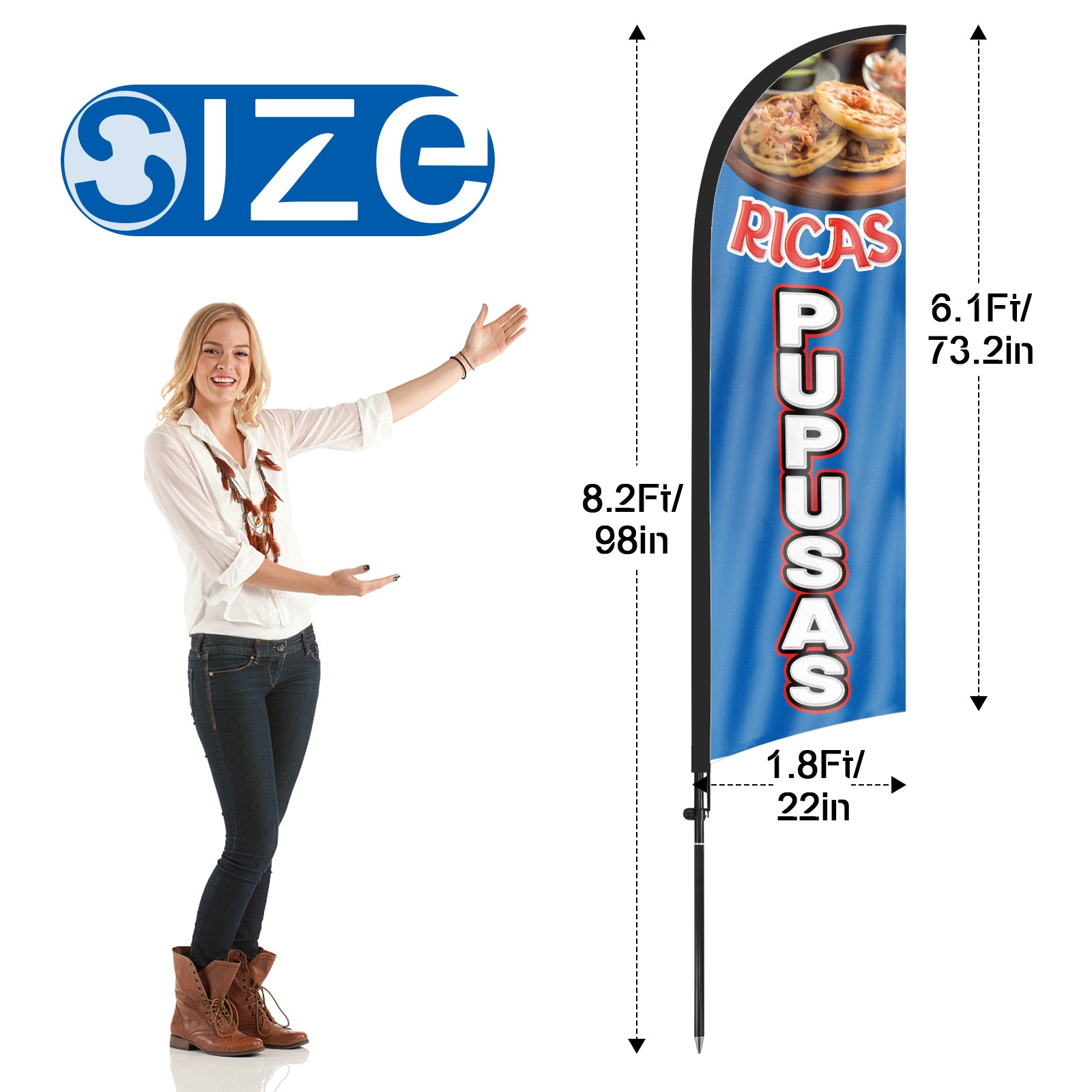 8ft Ricas Pupusas Feather Flag Kit with Pole and Stake