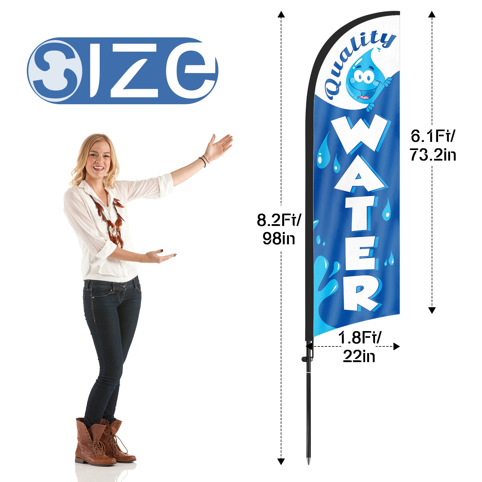 8ft Quality Water Feather Flag with Pole and Stake