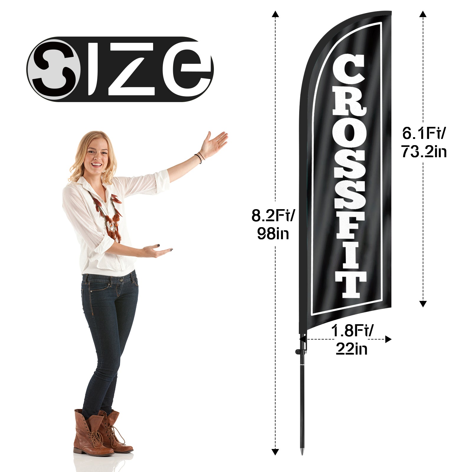 8Ft Crossfit Feather Flag Kit for Business