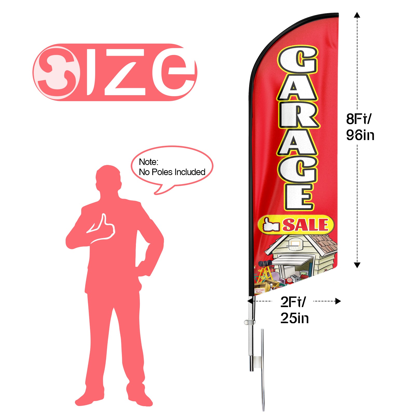 Garage Sale Flags-Garage Sale Feather Flag for Garage Sale Business（Flagpole Not Included）