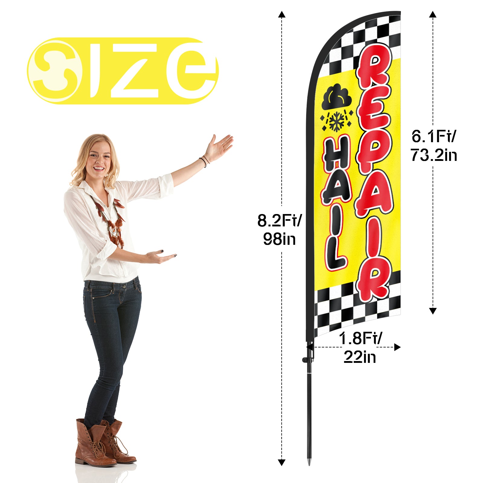 8ft AC Service Repair Feather Flag with Pole & Stake