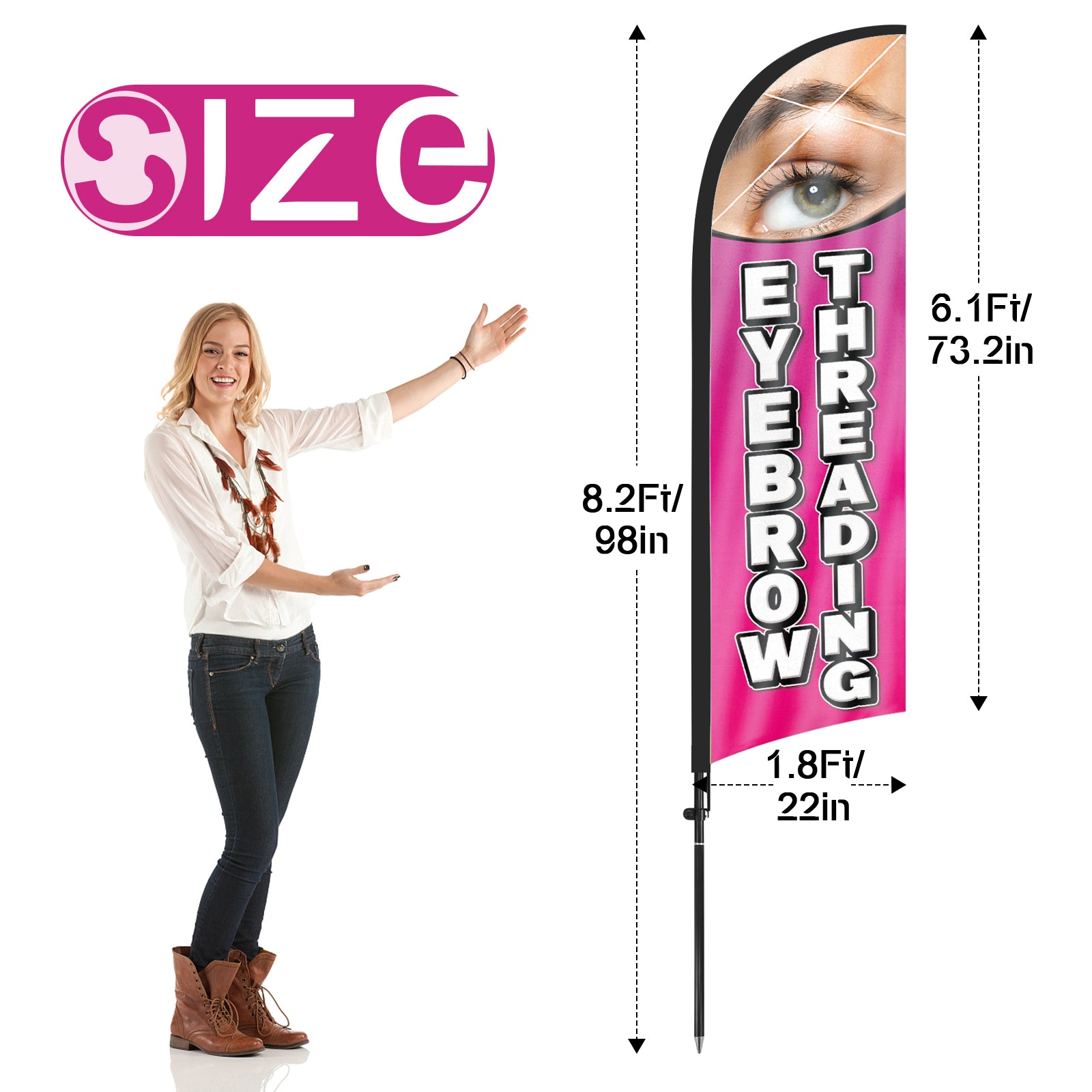 8Ft Eyebrow Feather Flag Kit for Business