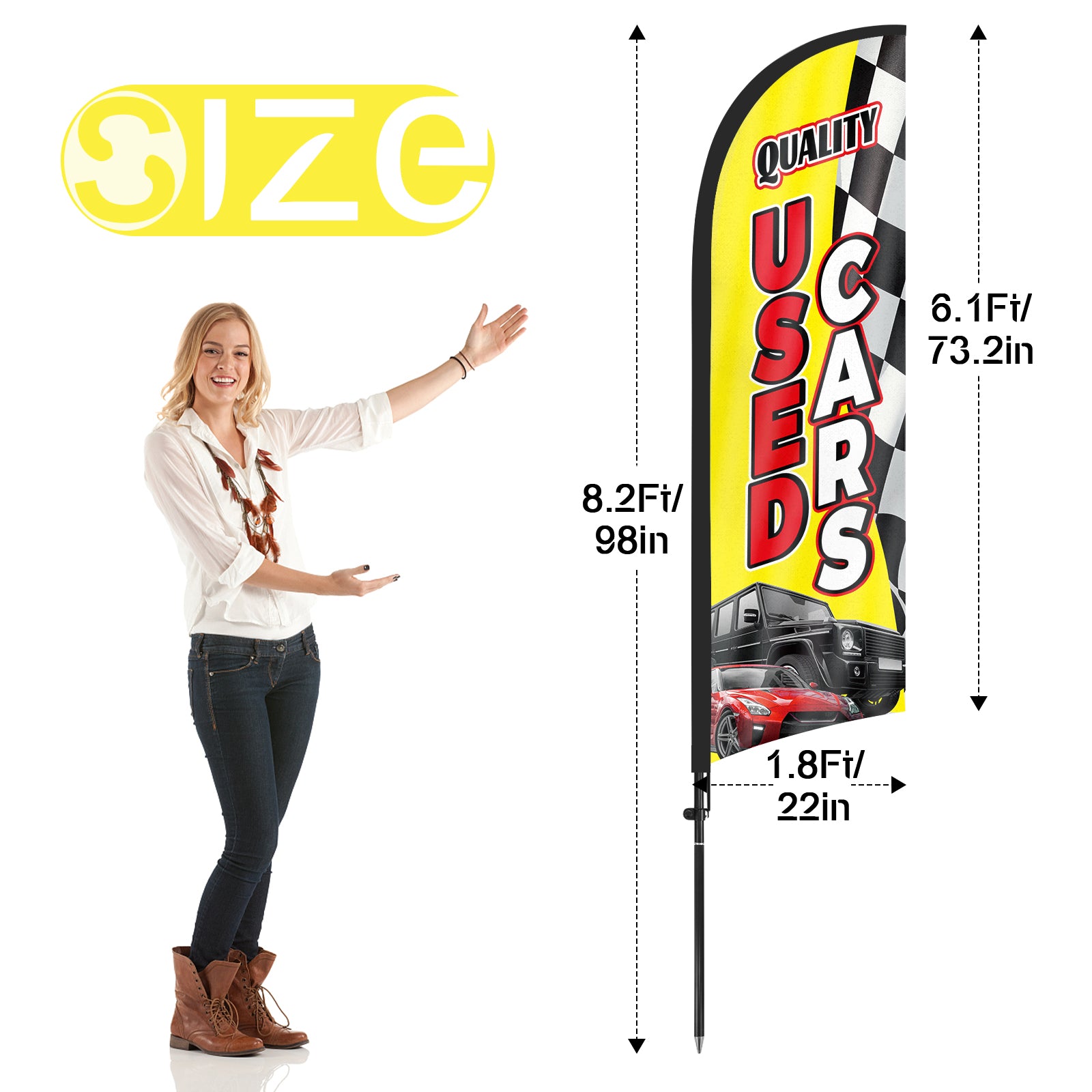Used Cars Sign-8ft Used Cars Feather Flag With Pole