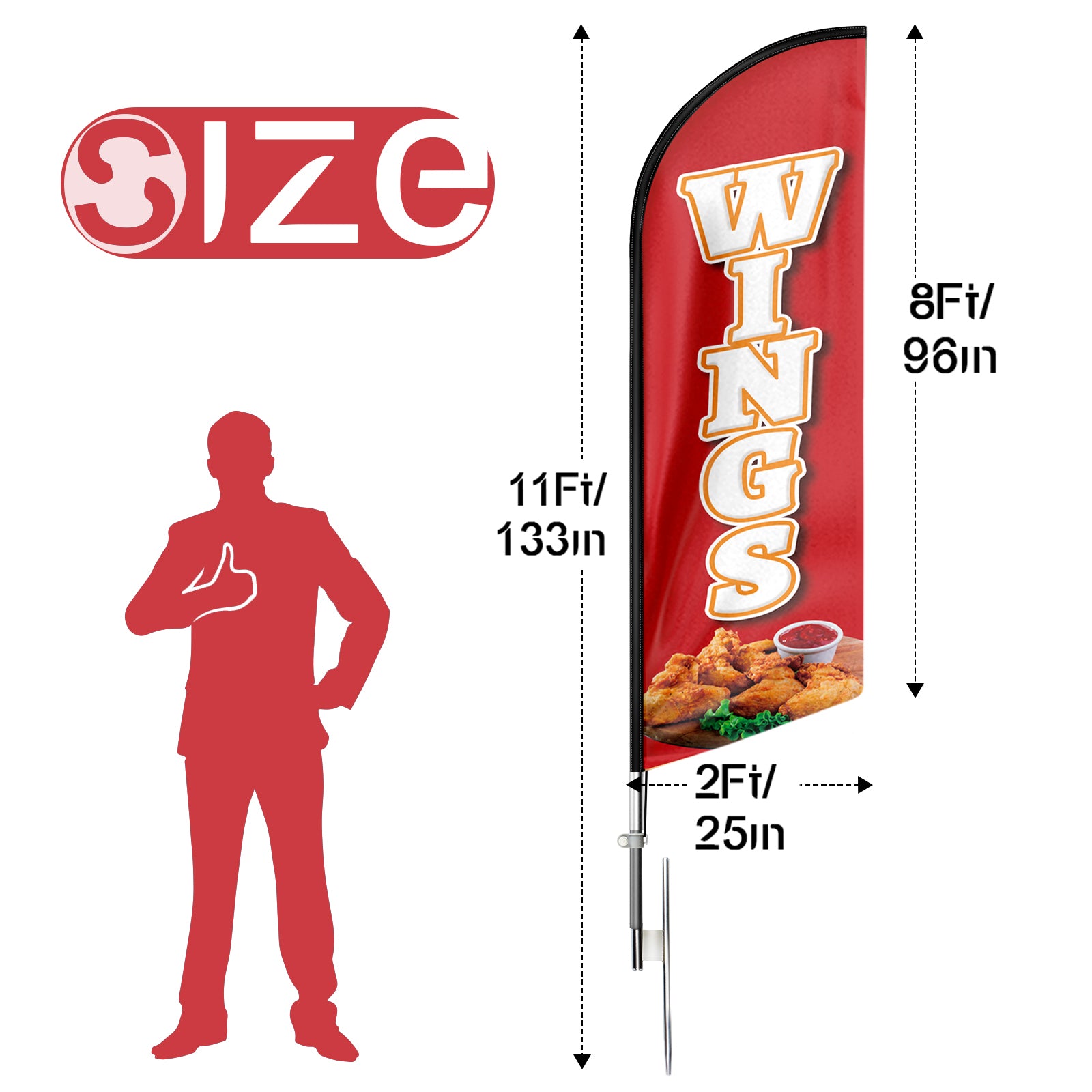 Red Wings Sign-FSFLAG Wings Swooper Flag Feather Flag Pole Kit
