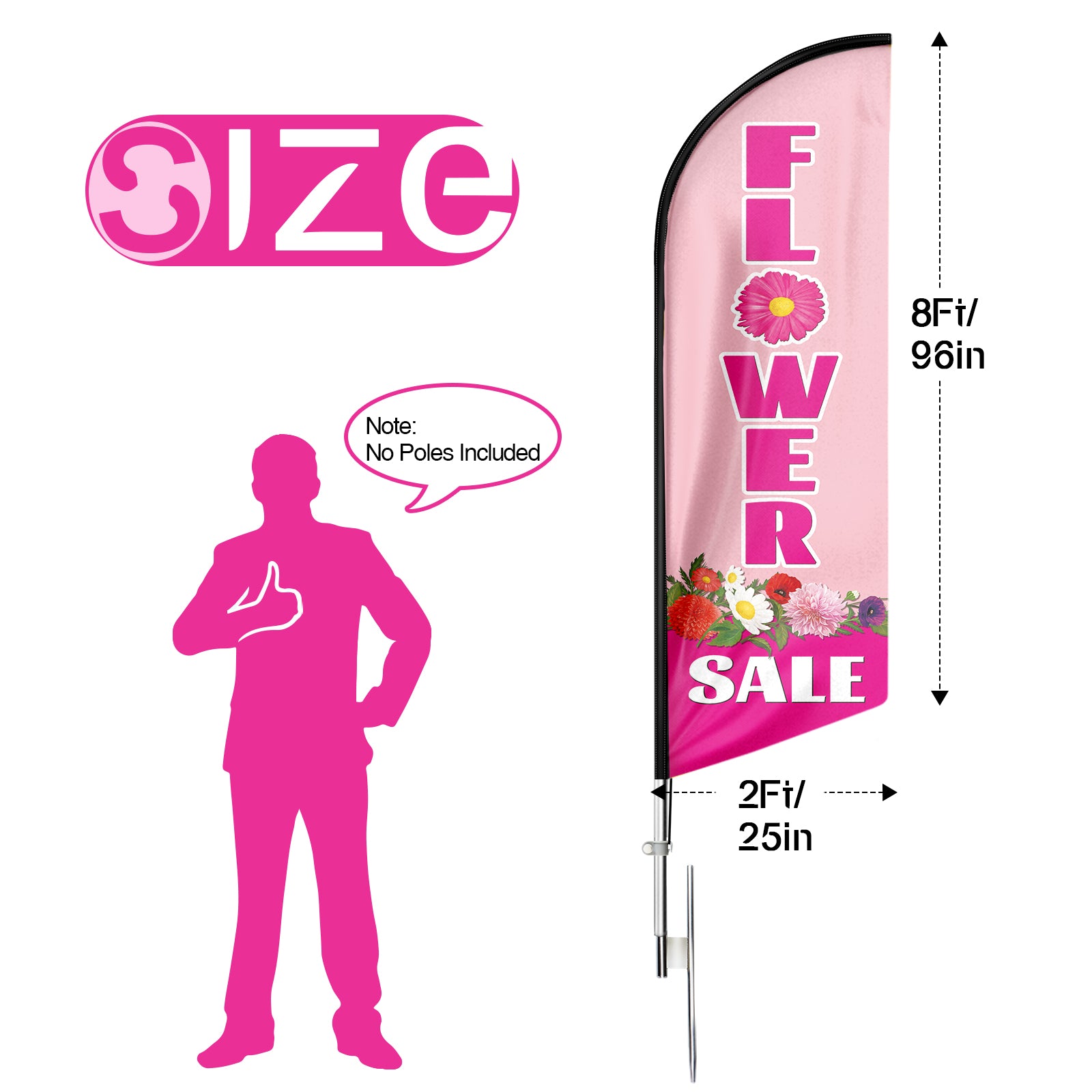8FT Flower Sale Feather Flag Banner（Flagpole Not Included）