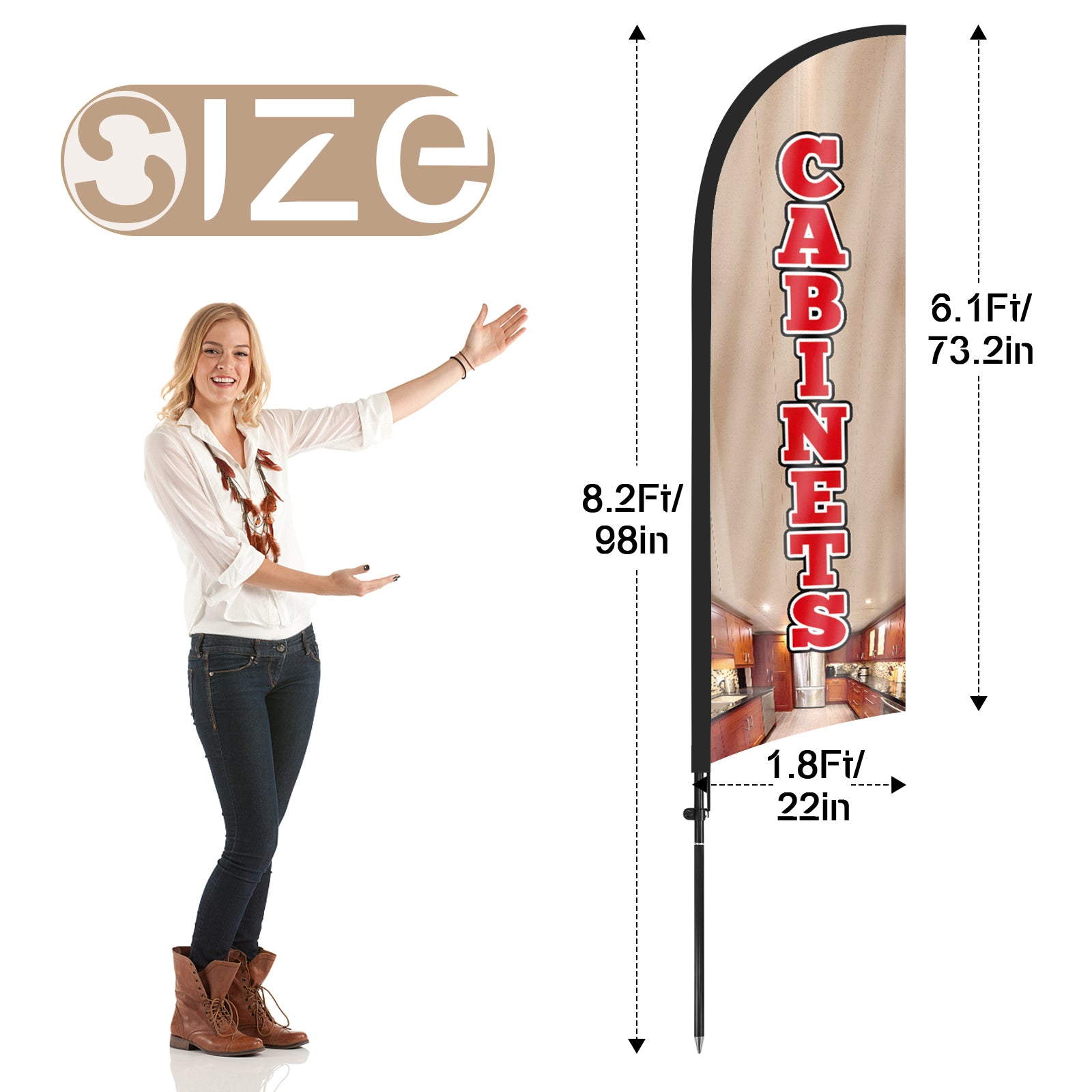 8ft Cabinets 01 Feather Flag with Pole and Stake