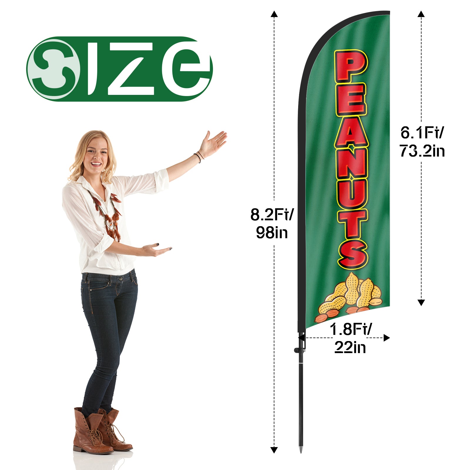 8ft Peanuts Feather Flag with Pole and Stake