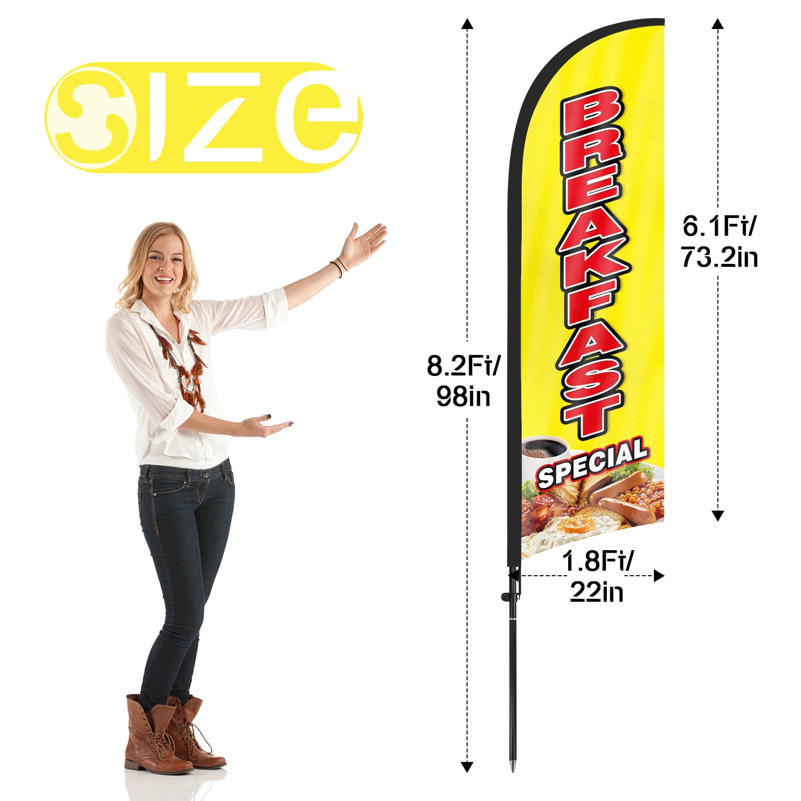 8ft Breakfast Special Feather Flag Kit with Pole and Stake