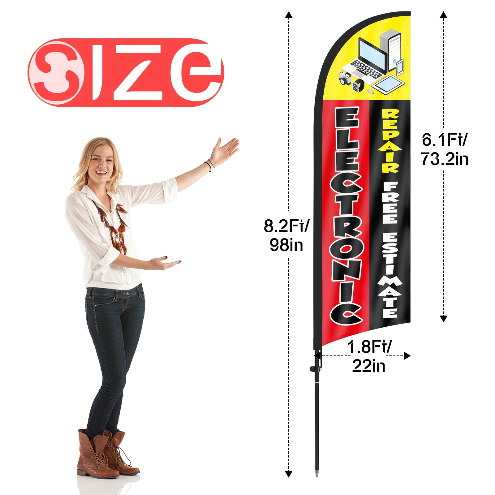 8ft Electronic Repair Feather Flag Pole Kit