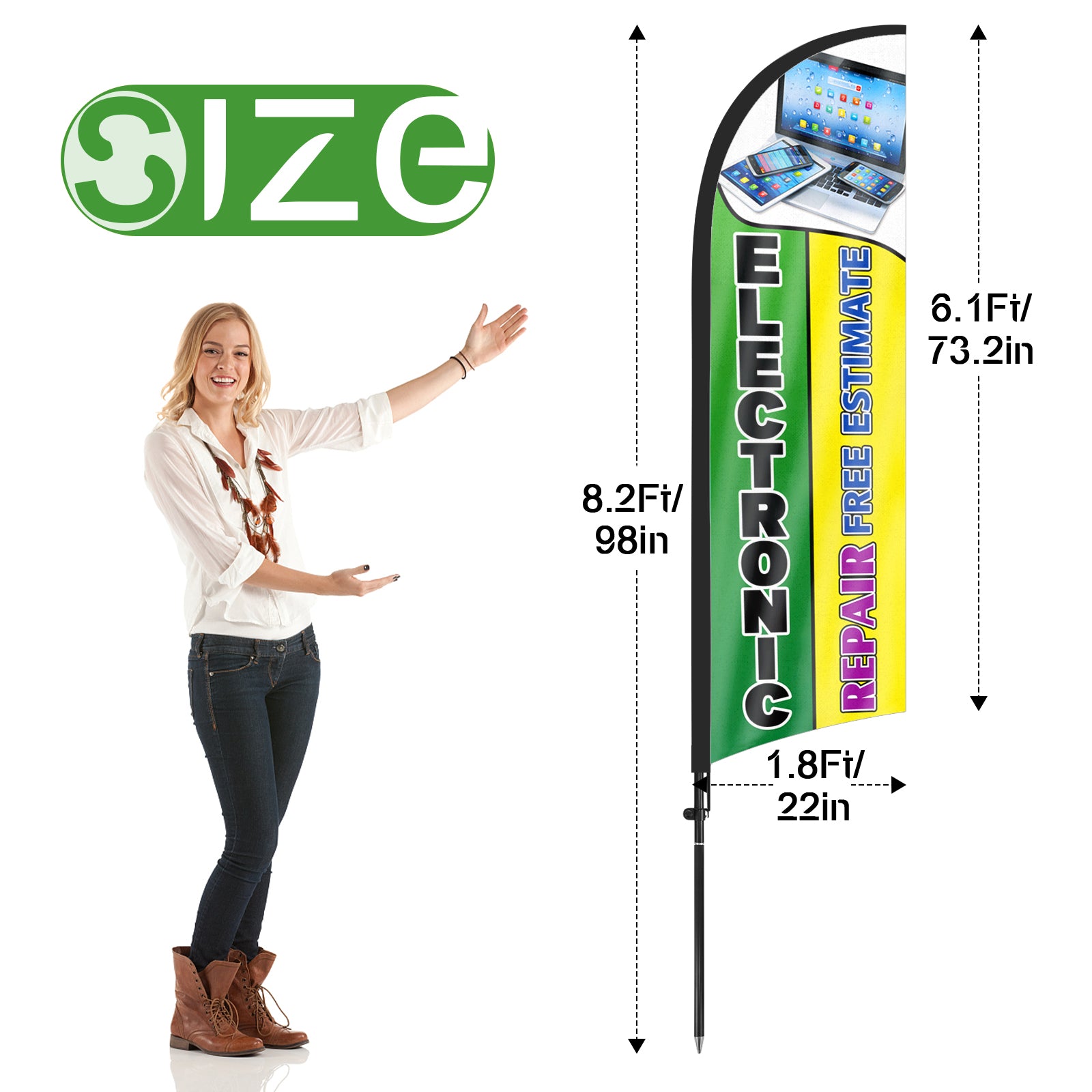 8ft Electronic Repair Feather Flag Pole Kit