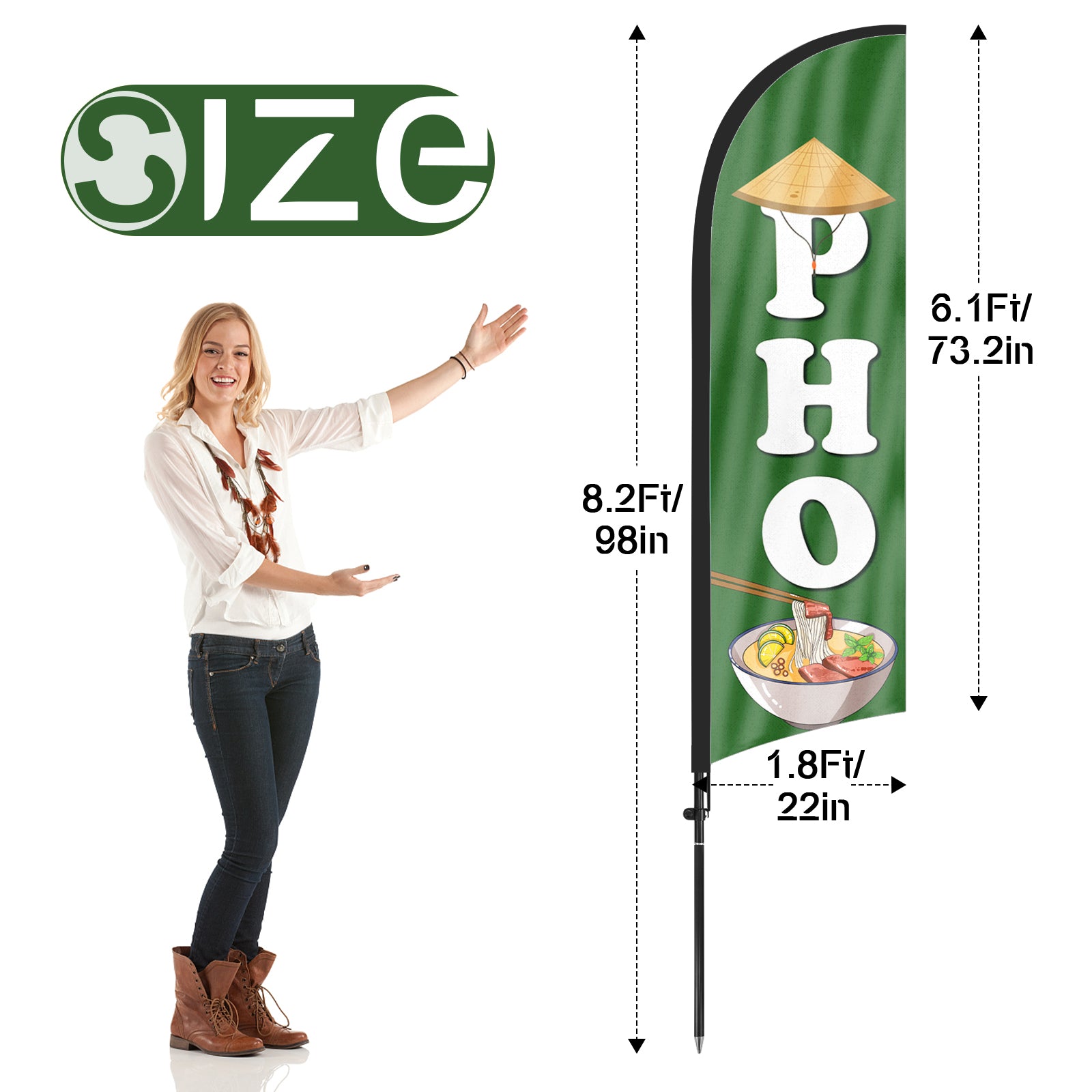 8ft PHO Feather Flag with Pole and Stake