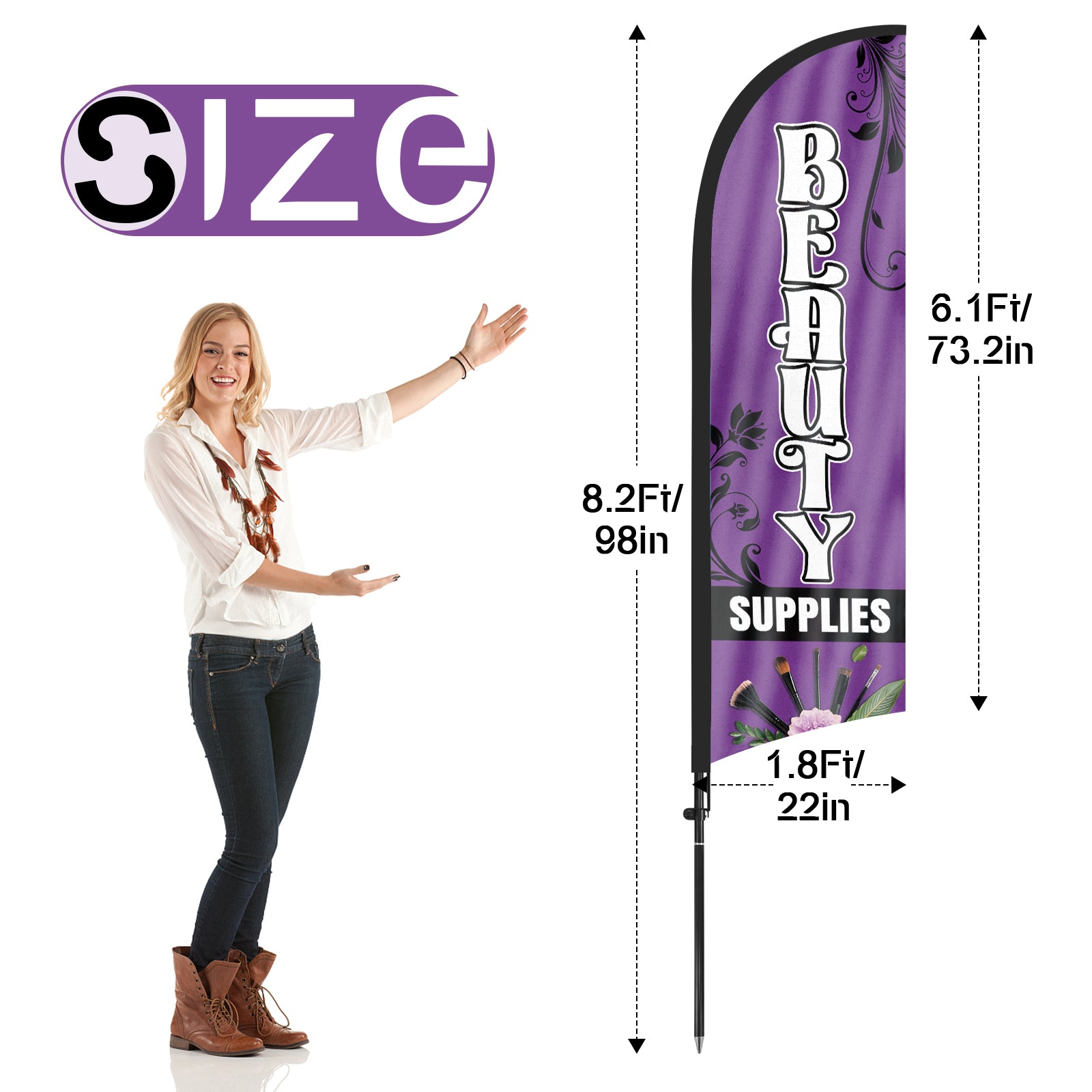 8Ft Beauty Supplies Feather Flag Kit for Business