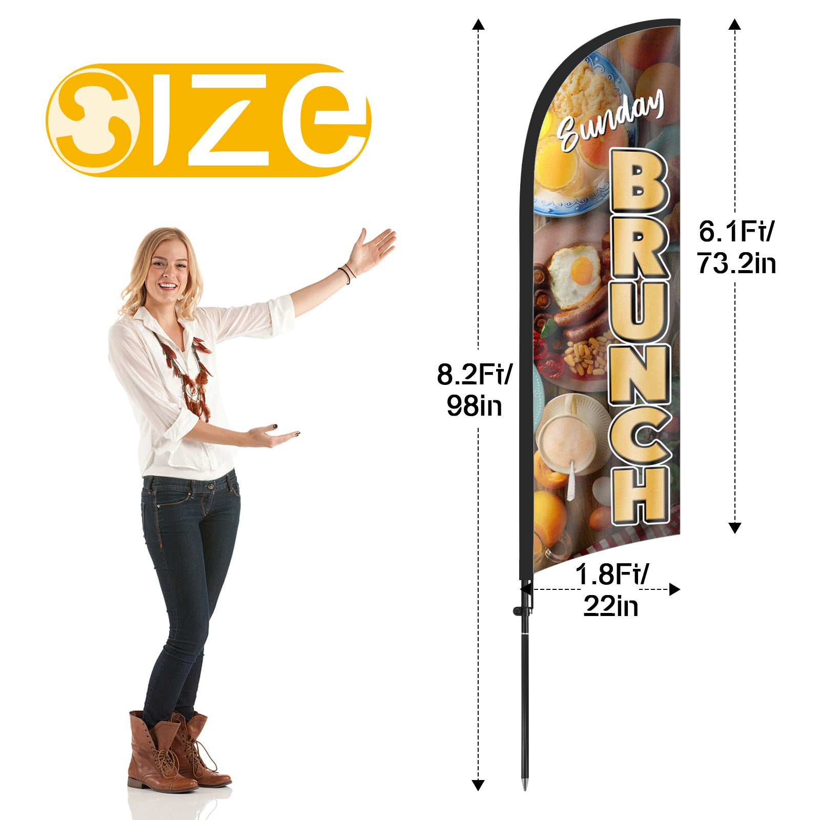 8ft Sunday Brunch Feather Flag Kit with Pole and Stake