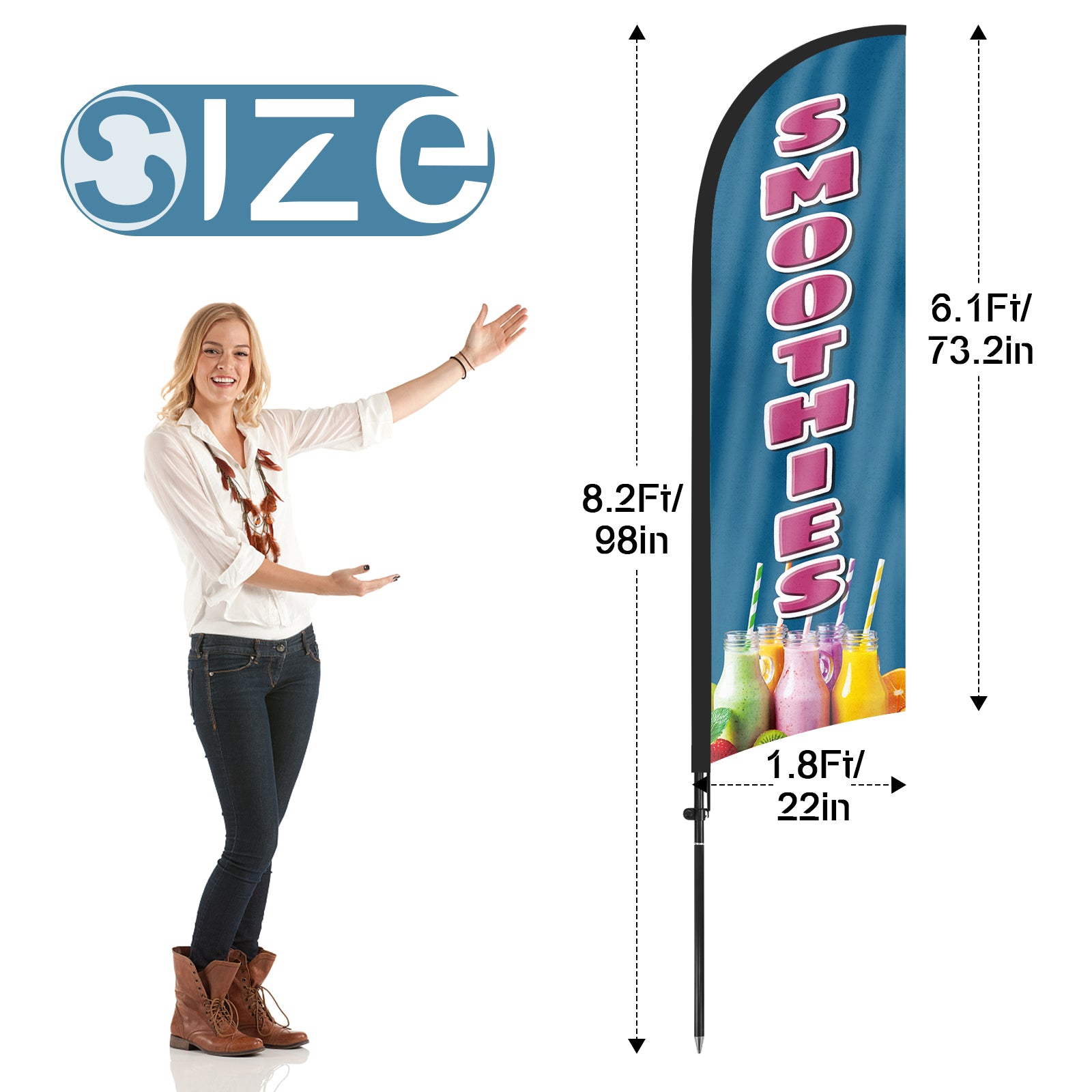 Smoothie Sign-8ft Smoothies Feather Flag Set for Smoothies Business
