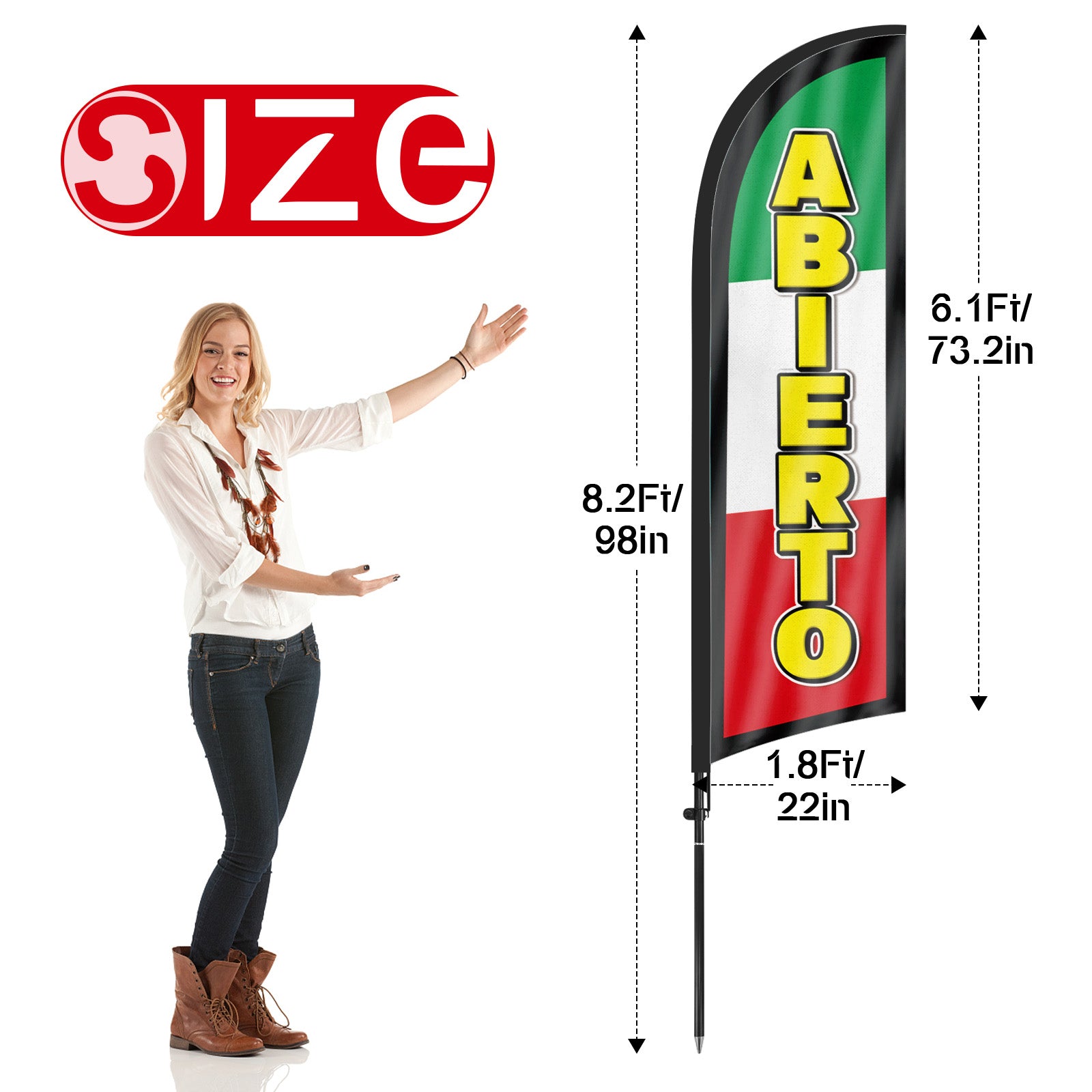 8ft Abierto Feather Flag with Pole and Stake