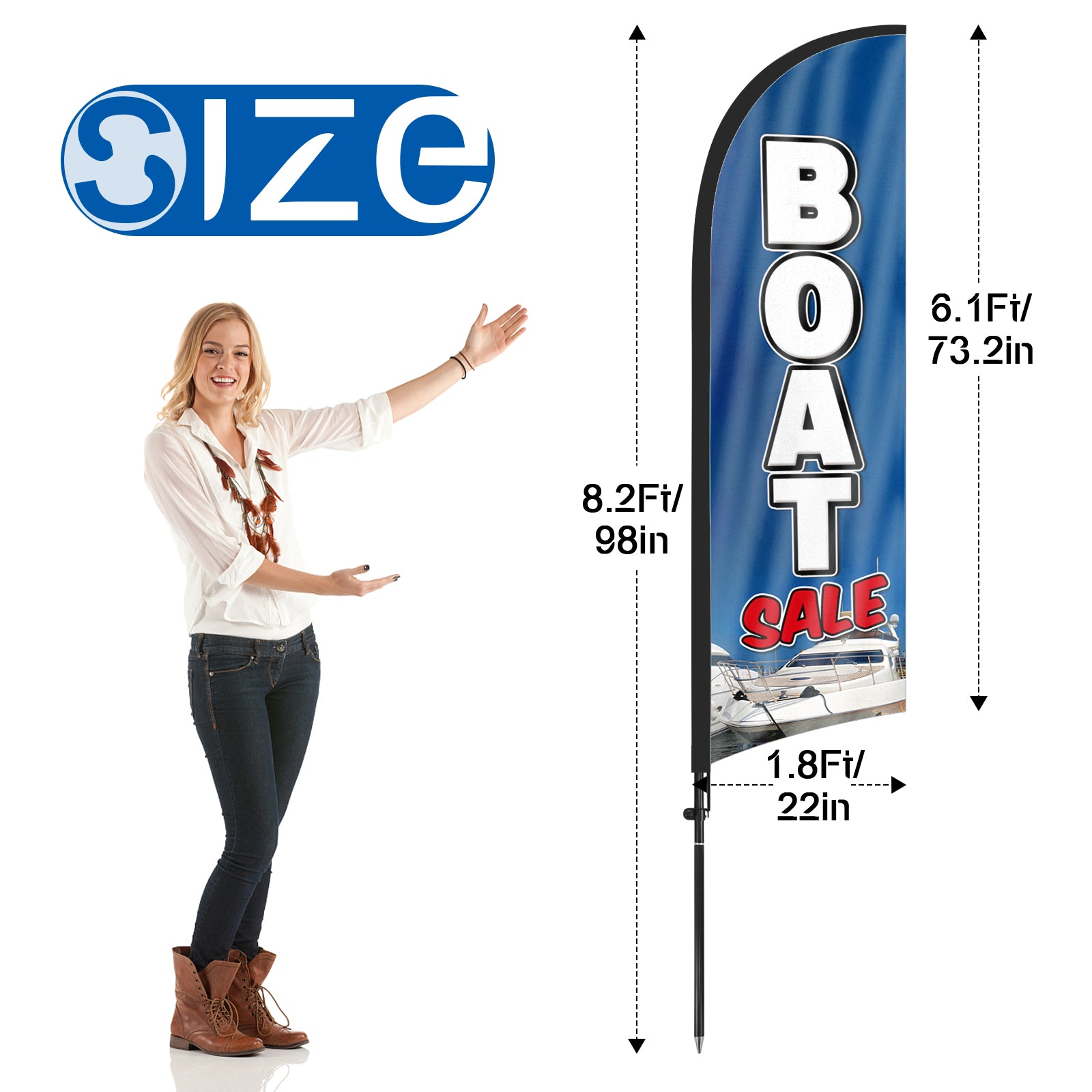 8ft Boat Sale Feather Flag with Pole and Stake