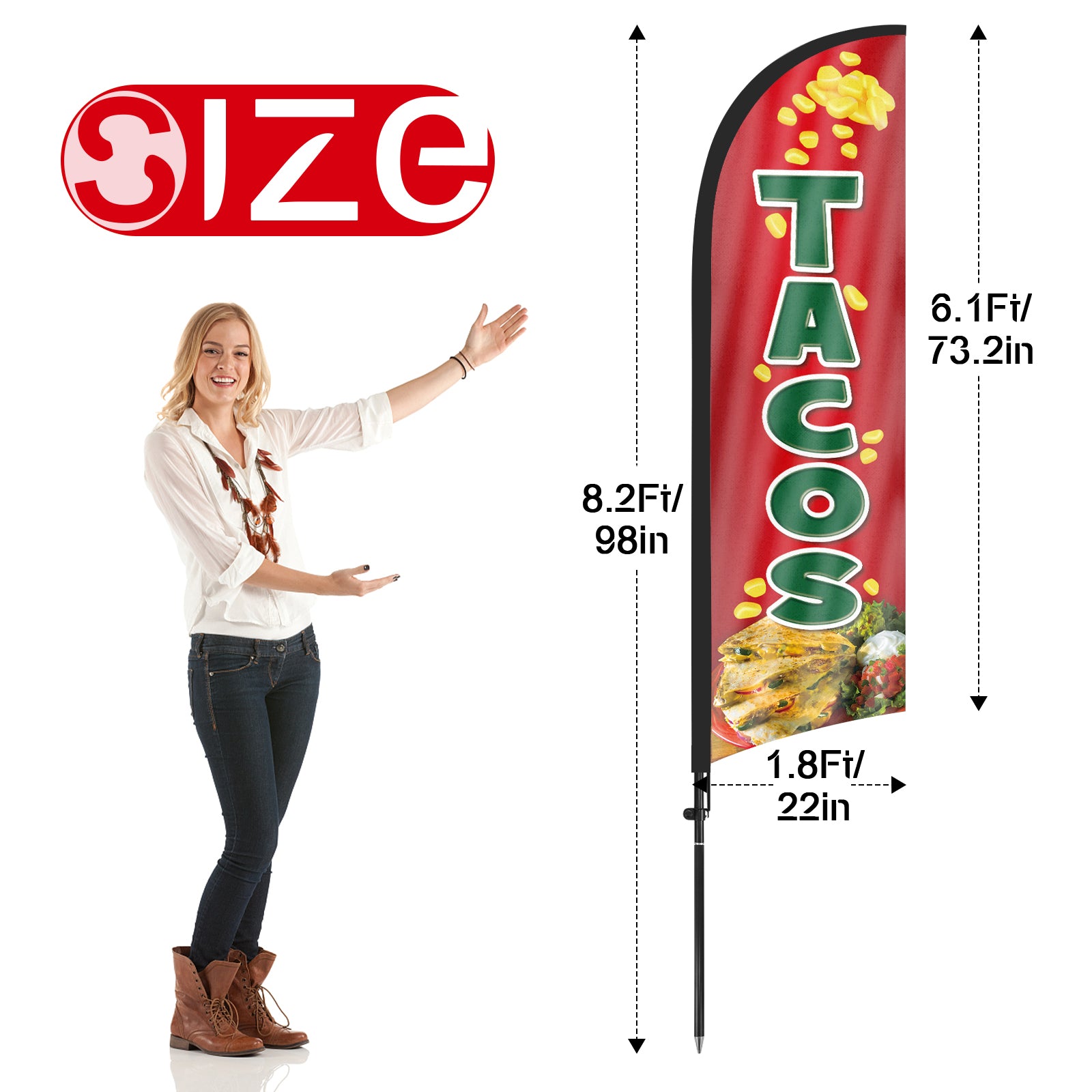 8ft Tacos Feather Flag Pole Kit