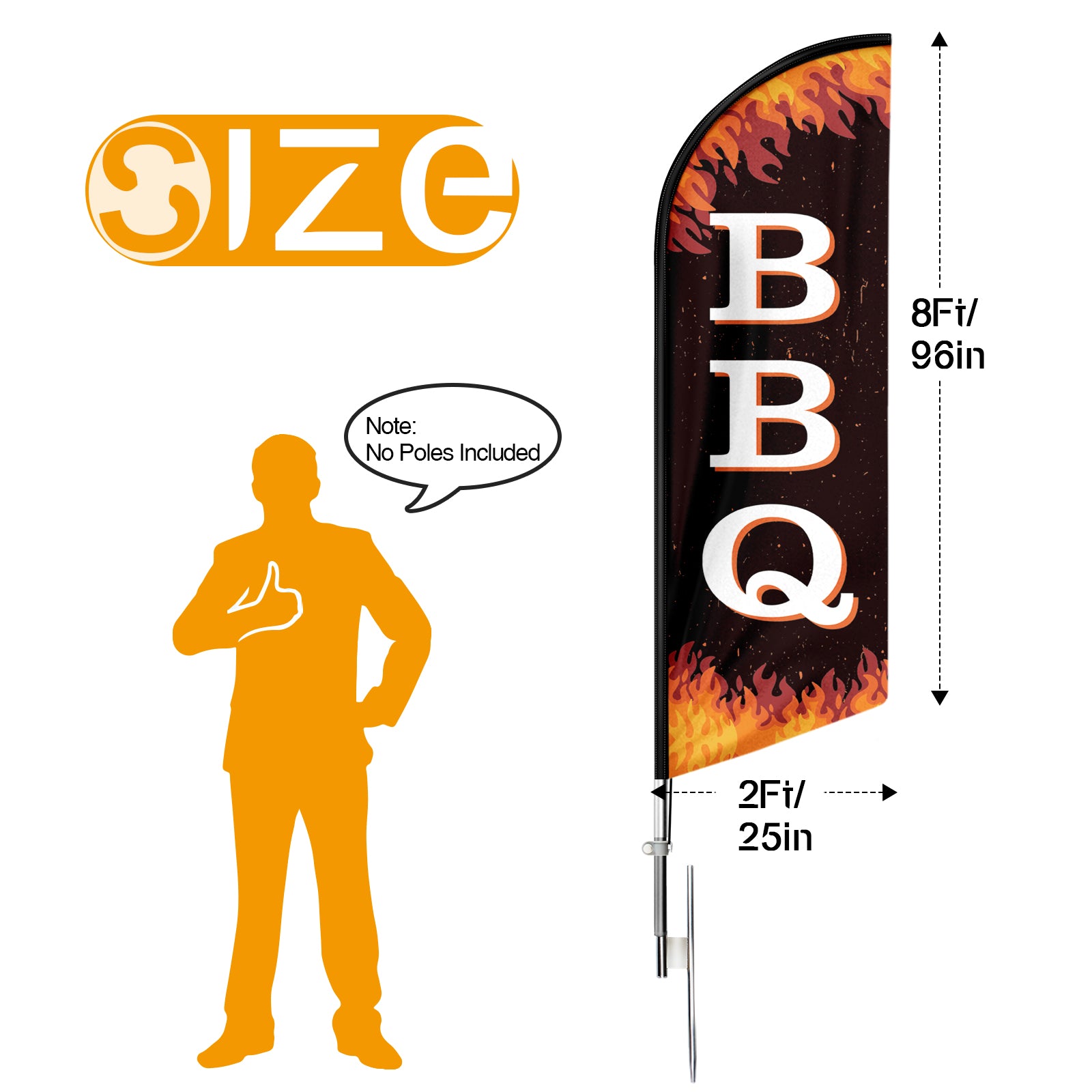 8ft BBQ Advertising Swooper Flag Banner!（Flagpole Not Included）
