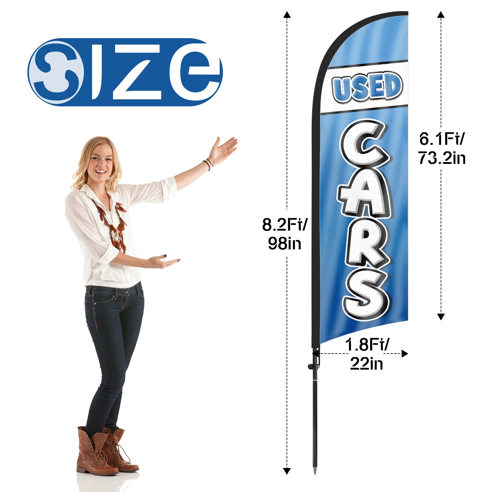 Used Cars Sign-8ft Used Cars Feather Flag With Pole Kit