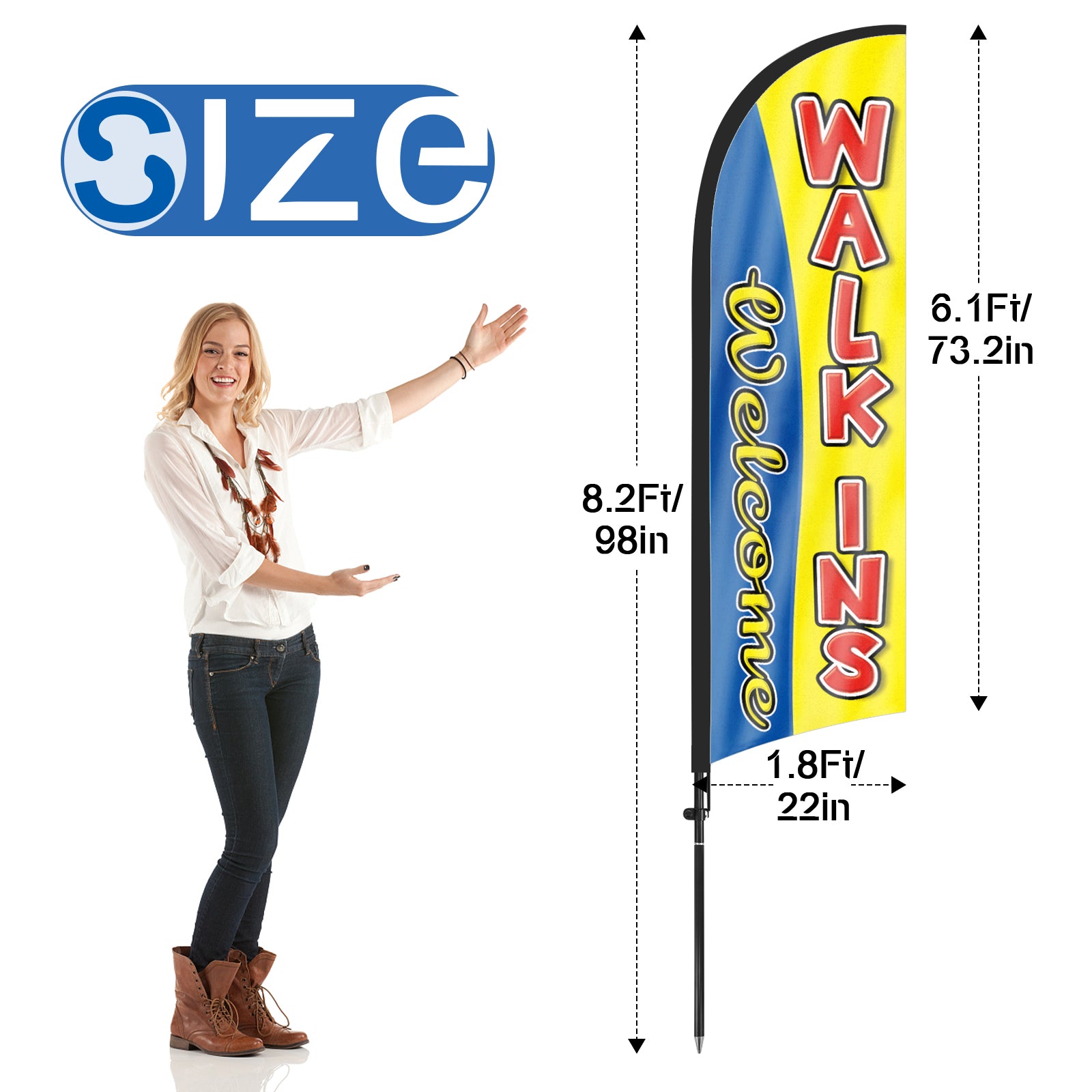 Walk Ins Welcome Sign-8ft Walk-Ins Welcome Feather Flag Set