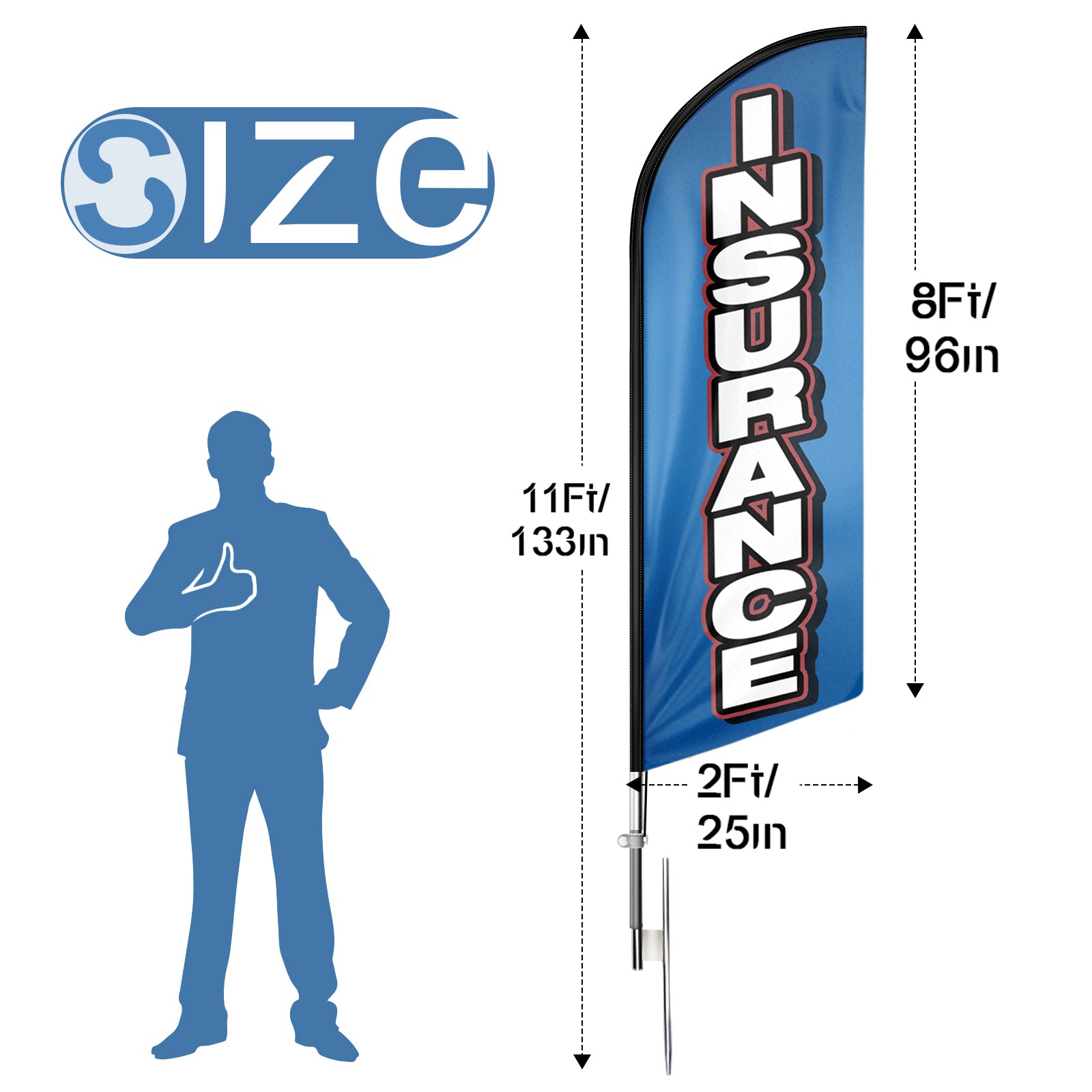 Insurance Feather Flags-11ft Insurance Swooper Flag Feather Flag Pole Kit