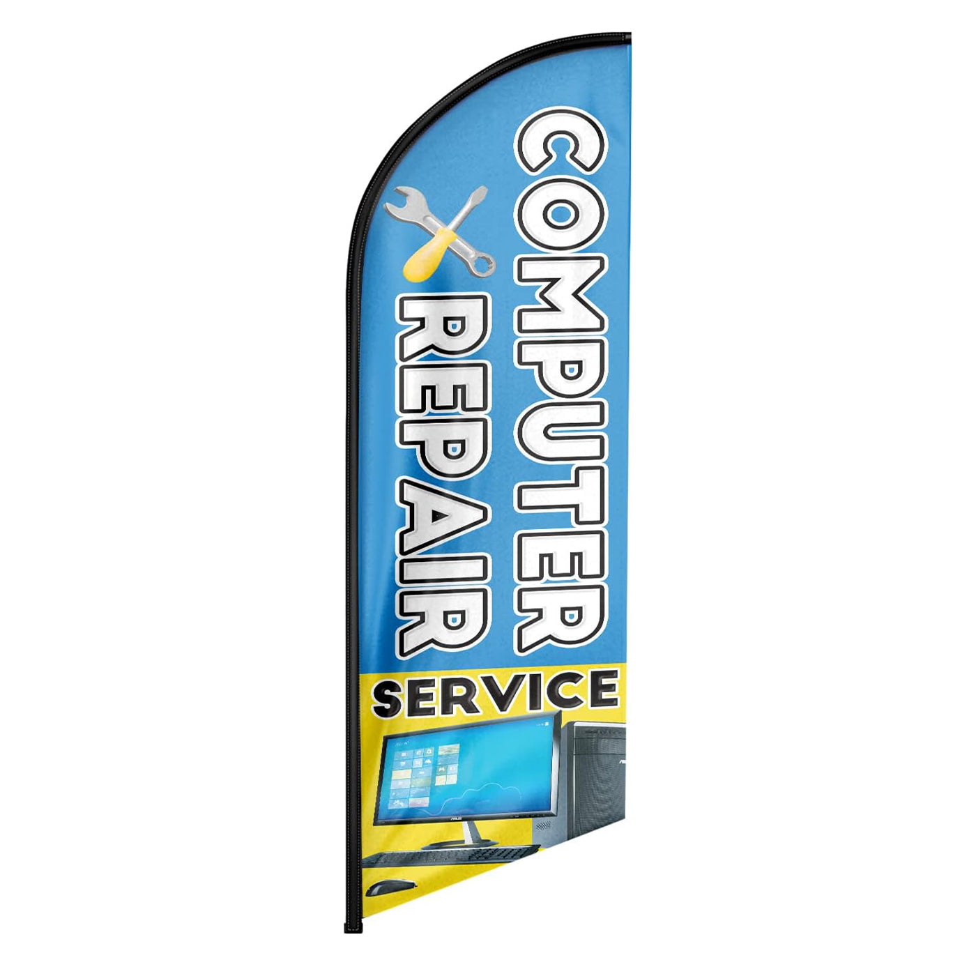 Computer Repair Sign-8ft Computer Repair Feather Flag for Computer Repair Business（Flagpole Not Included）
