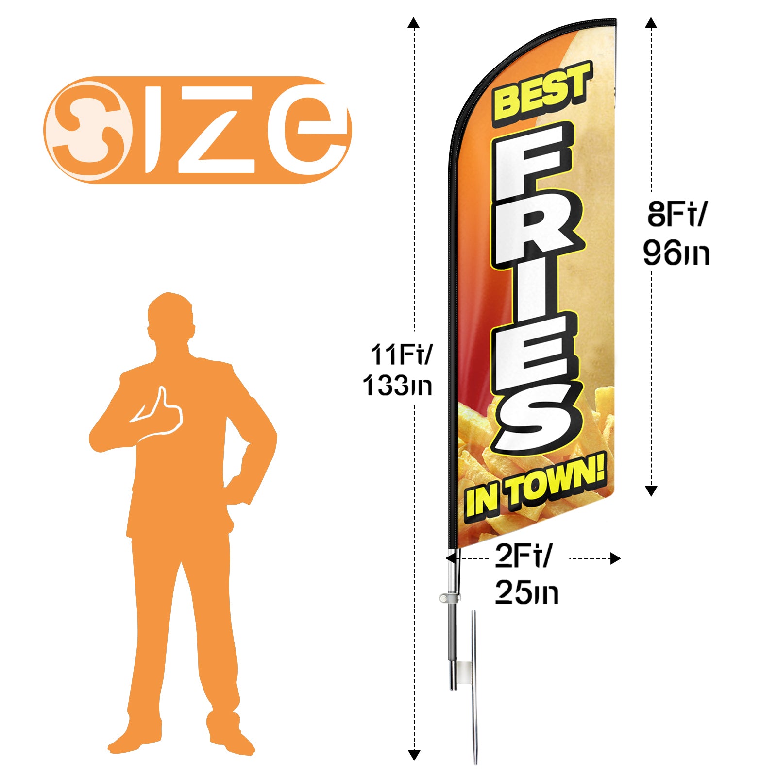 Flag Signs For Business-11ft Best Fries Swooper Flag Feather Flag Pole Kit