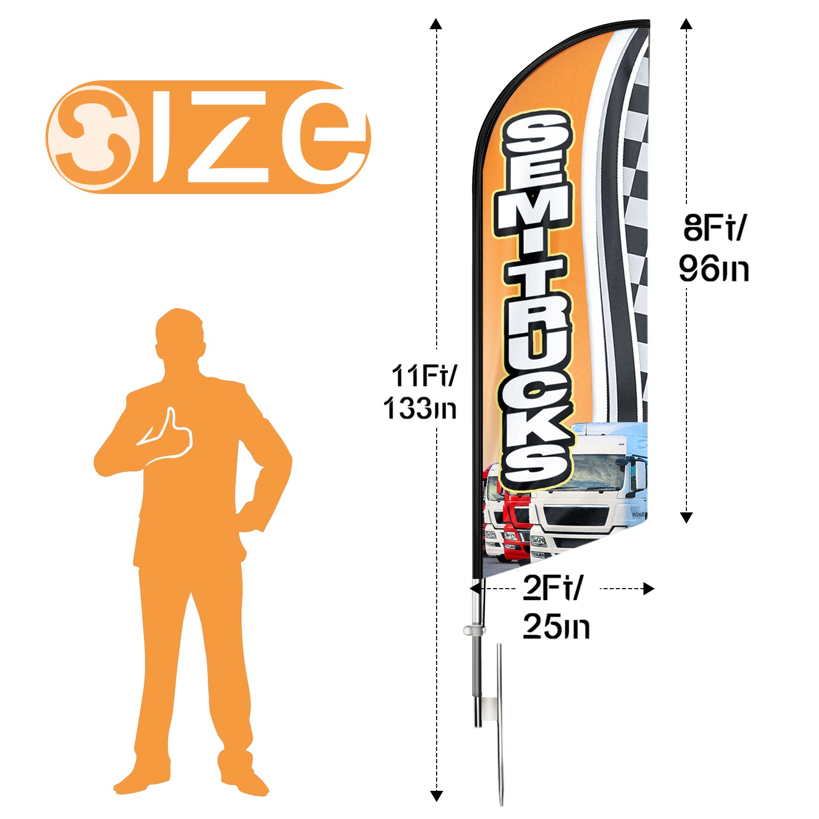 Semi Truck Signs-FSFLAG Semi Trucks Swooper Flag Feather Flag Pole Kit