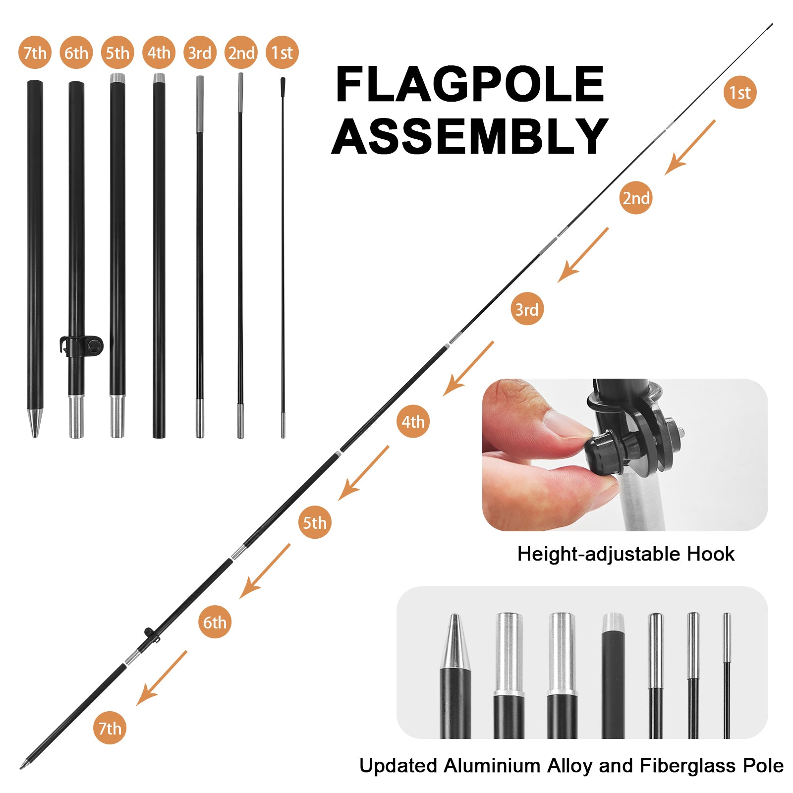 8ft Pet Grooming 02 Feather Flag Pole Kit for Pet Grooming Business