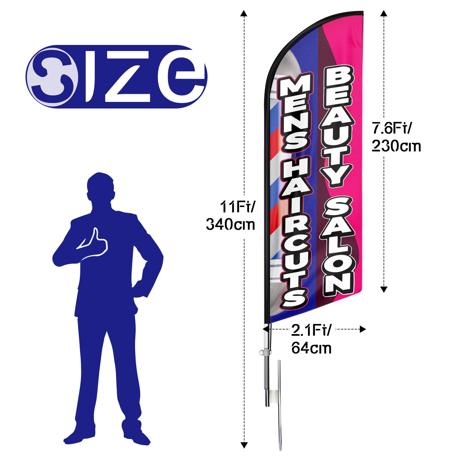 FSFLAG Mens Haircuts Beauty Salon Swooper Flag Feather Flag Pole Kit