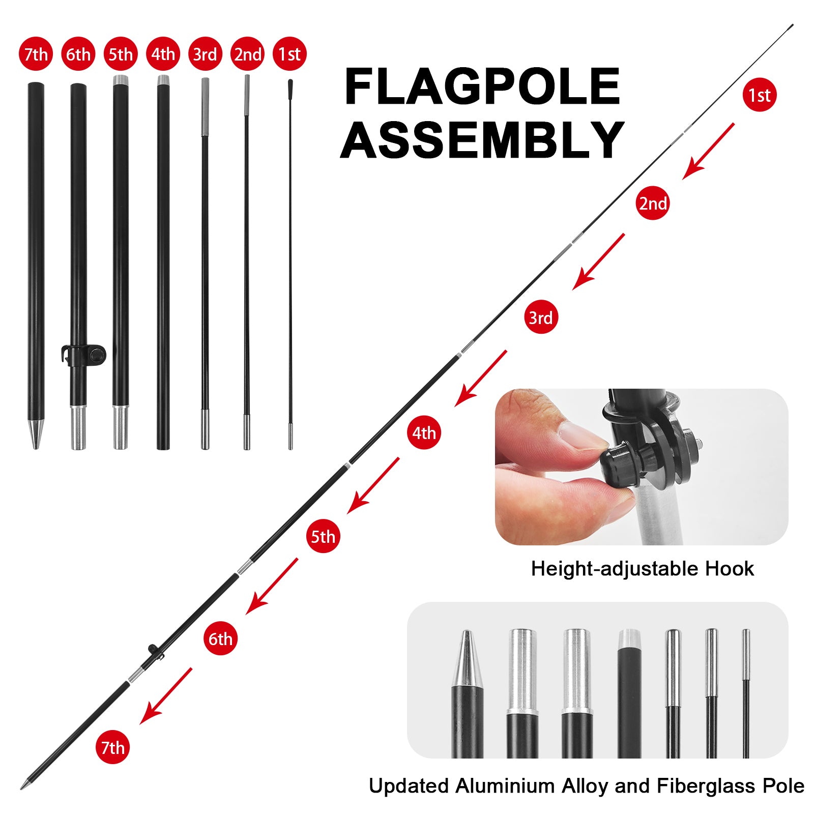 8Ft Wings Feather Flag Pole Kit