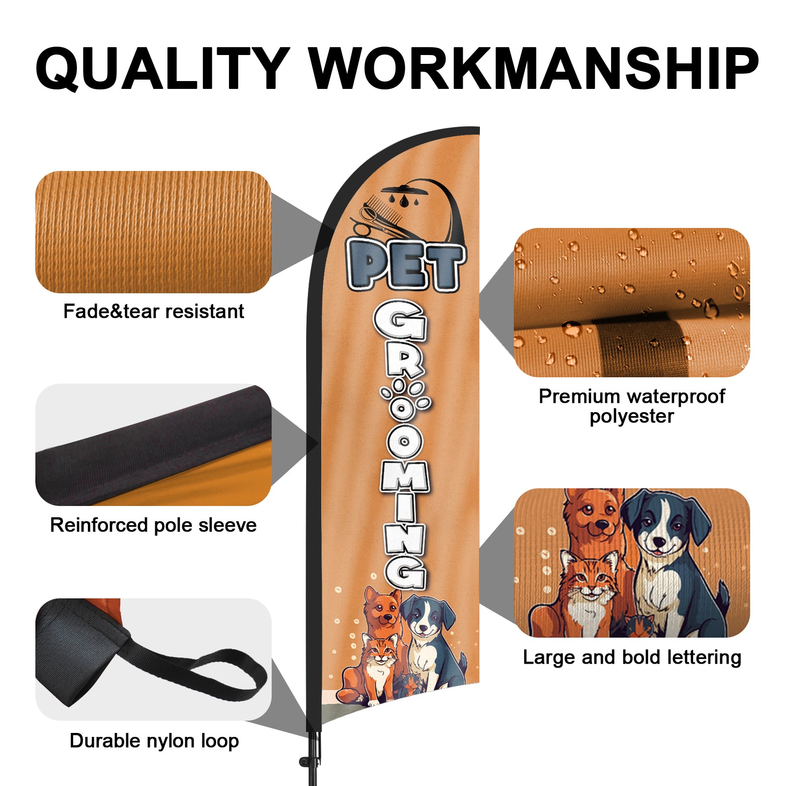 8ft Pet Grooming 02 Feather Flag Pole Kit for Pet Grooming Business
