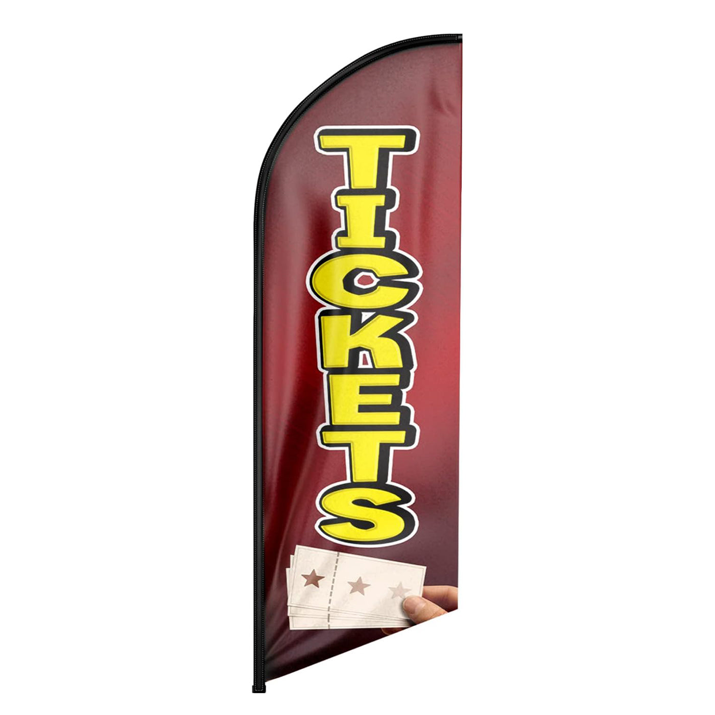 Tickets Feather Flag: Advertising Banner for Tickets Business (8ft Flagpole Not Included)