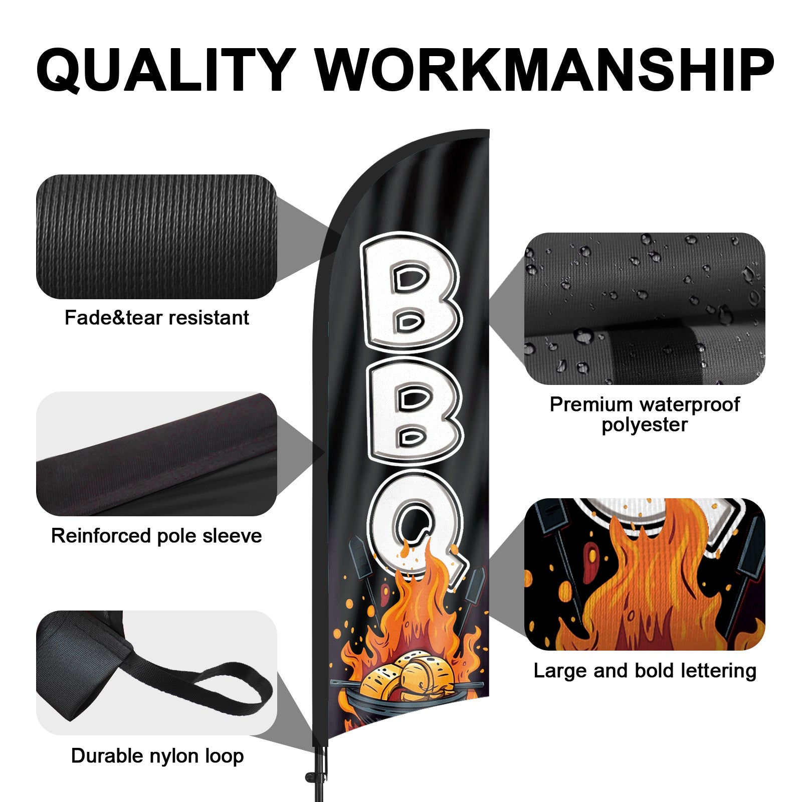 8Ft BBQ Feather Flag Pole Kit