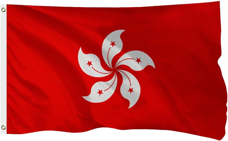 Hong Kong Hong Konger Flag for Outside, 400D Heavy Duty Polyester, Double-Sided Printing, Quadruple Stitched Fly Hem, Fade Resistant, 2 Brass Grommets
