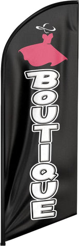 Boutique Feather Flag: Advertising Banner for Boutique Business (8ft, Black)