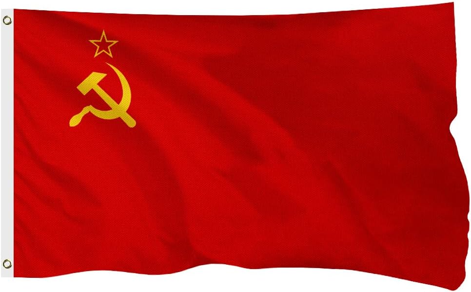 Union of Soviet Socialist Republics USSR Flag for Outside, 400D Heavy Duty Polyester, Double-Sided Printing, Quadruple Stitched Fly Hem, Fade Resistant, 2 Brass Grommets