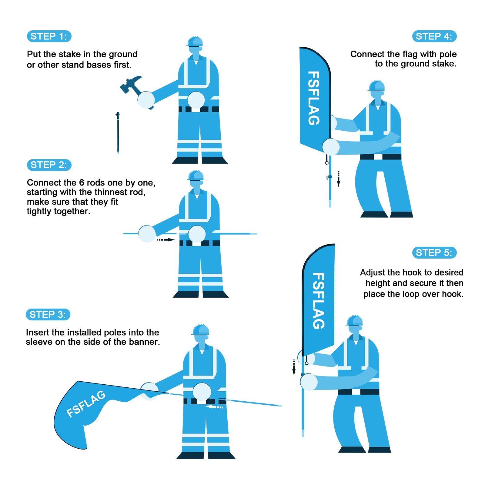 Fish Sign Flag Kit-8ft Fish Feather Flag with Pole and Stake