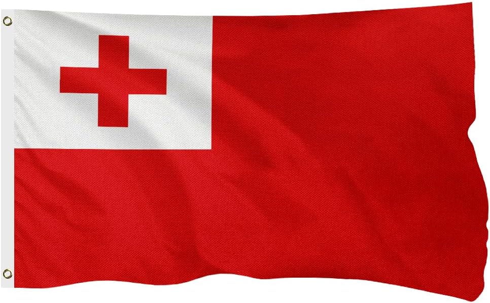 Tonga Tongan Flag for Outside, 400D Heavy Duty Polyester, Double-Sided Printing, Quadruple Stitched Fly Hem, Fade Resistant, 2 Brass Grommets