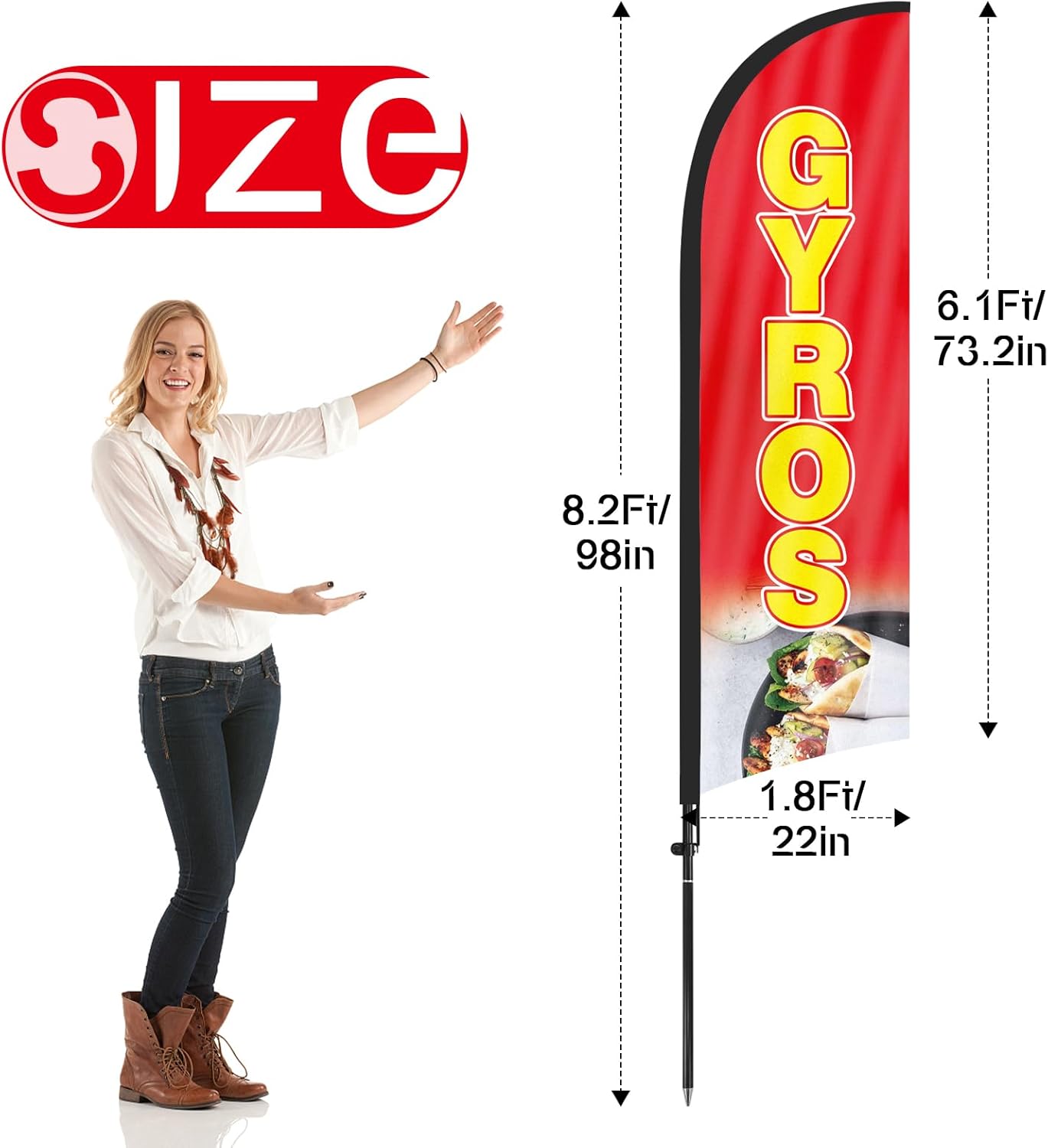 Mexican Restaurant Banner-8ft Gyros Feather Flag Kit with Pole and Stake
