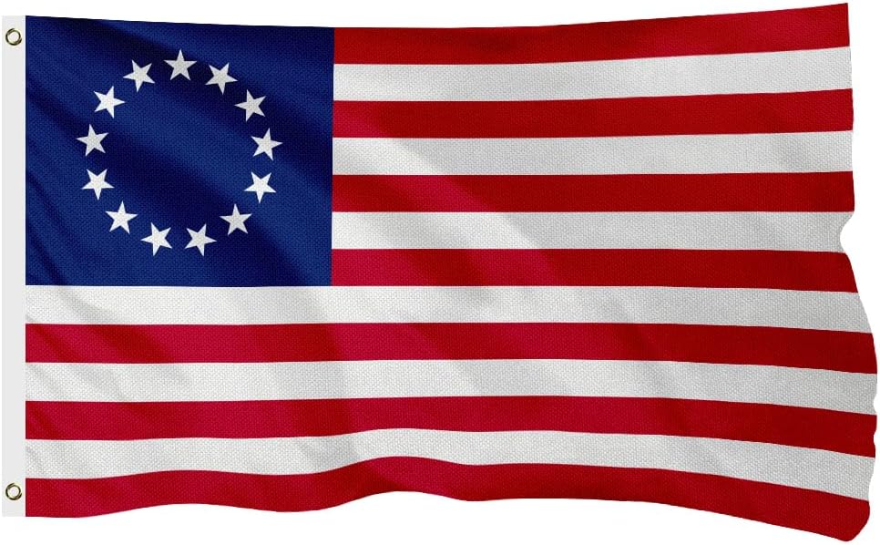 Betsy Ross Flag for Outside, 400D Heavy Duty Polyester, Double-Sided Printing, Quadruple Stitched Fly Hem, Fade Resistant, 2 Brass Grommets